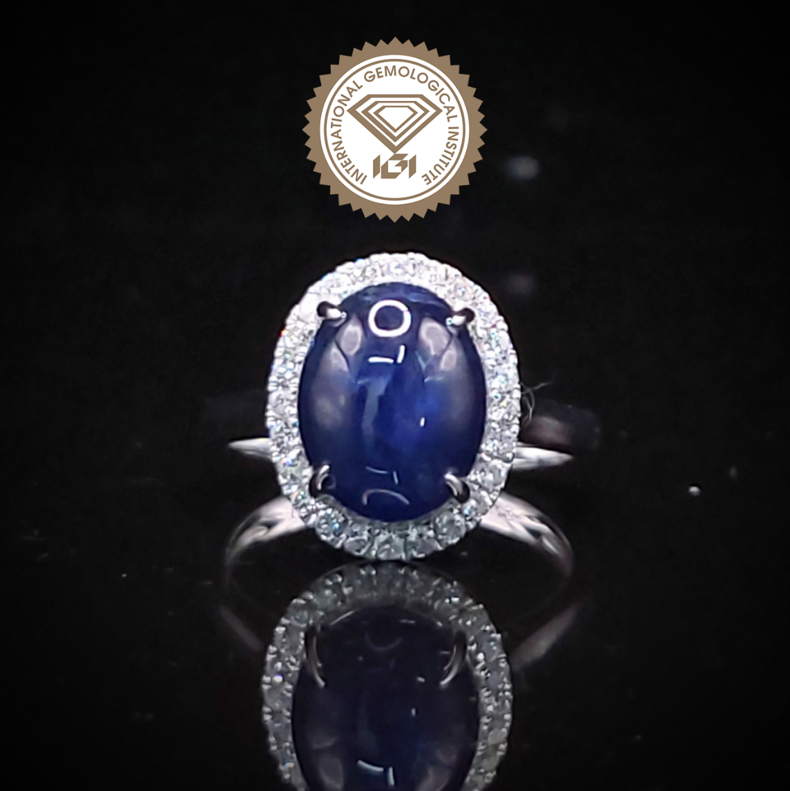 18K White Gold 6.16ct Sapphire and Diamond Ring
