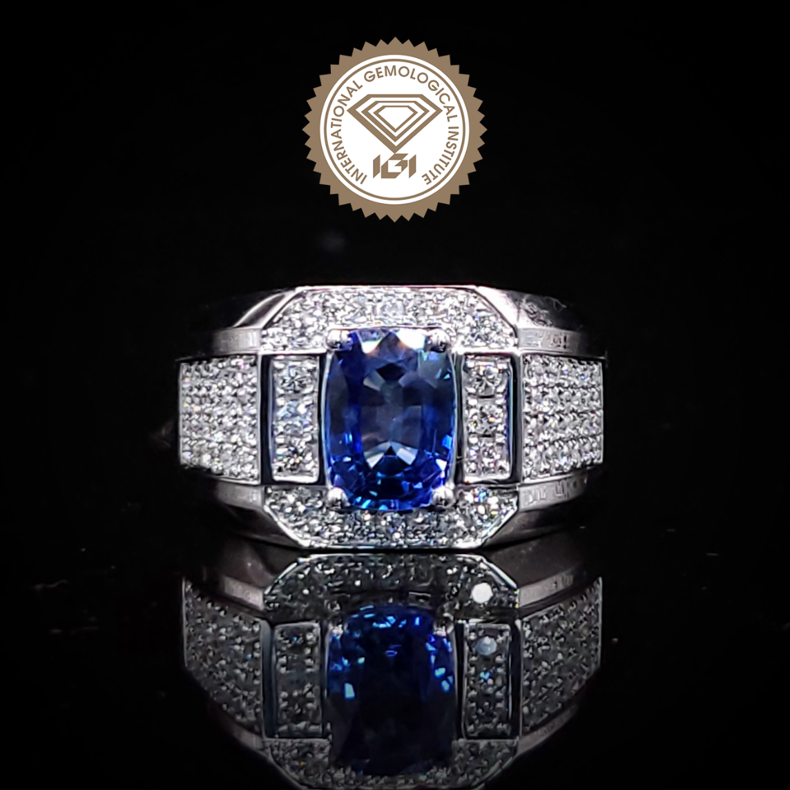 18K White Gold 2.06ct Sapphire and Diamond Ring