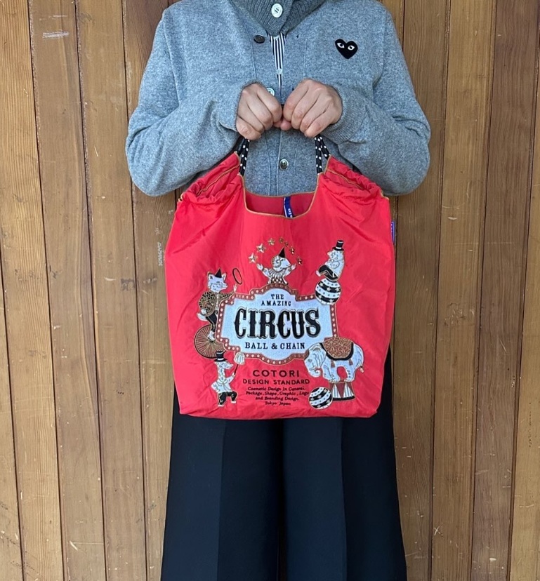 Ball＆Chain 刺繡環保購物袋 M號 - 紅 (32100705)