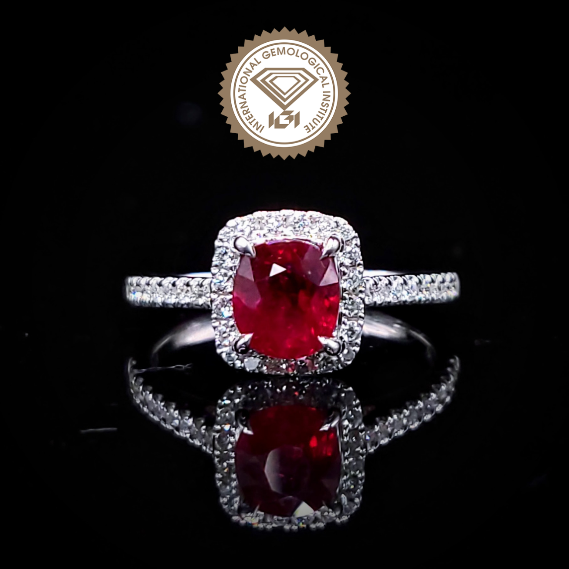 18K White Gold 1.07ct Ruby and Diamond Ring