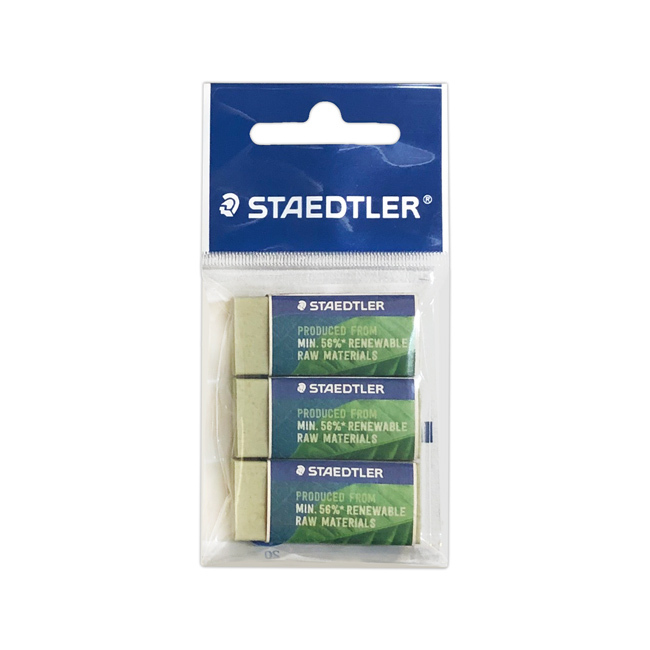 STAEDTLER施德樓MS52683綠能塑膠擦(小)-3入裝