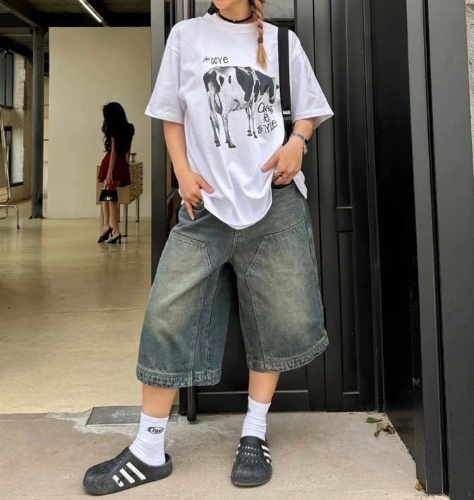 『RB』 結構畫家風水洗牛仔7分褲