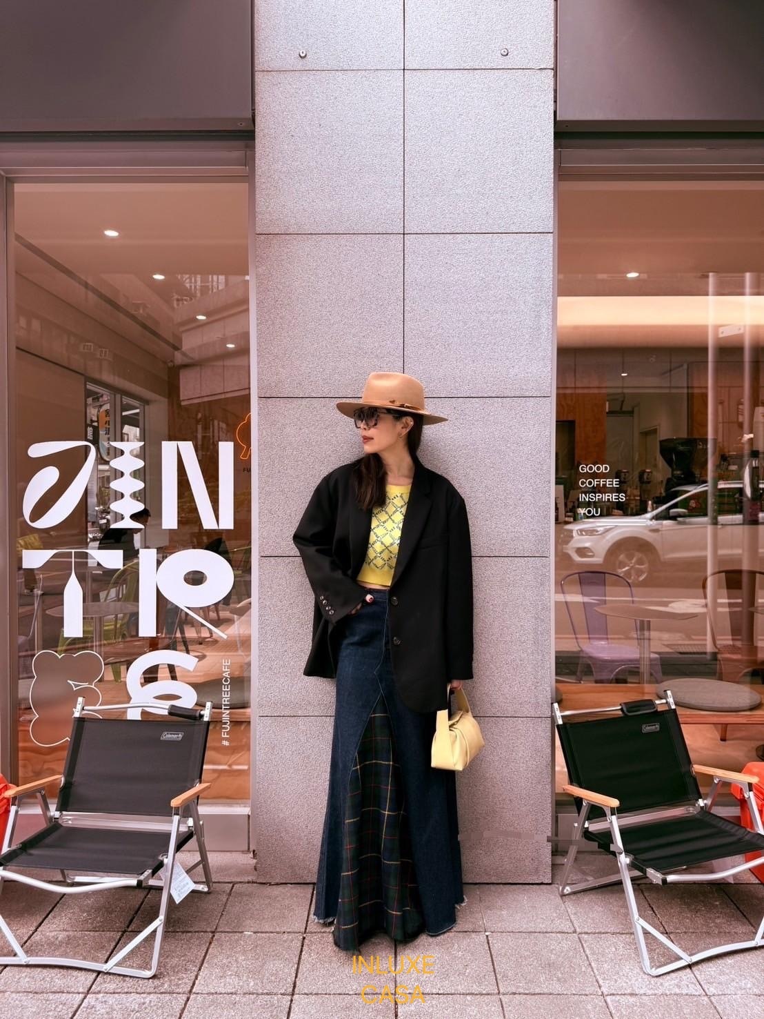 蘇格蘭紋魚尾牛仔裙