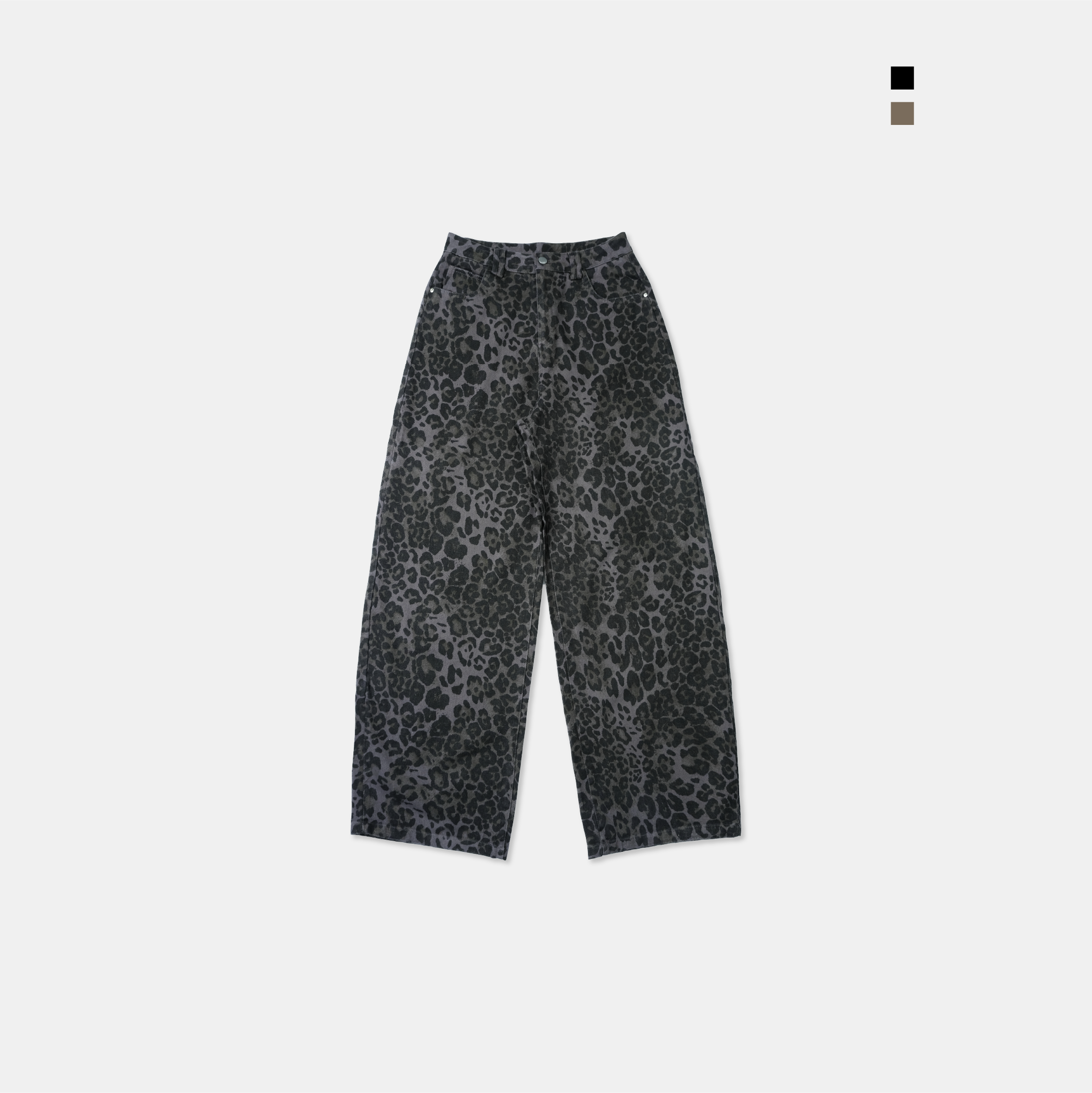 【現貨】Good value 原宿風 豹紋 寬鬆 落地 牛仔褲