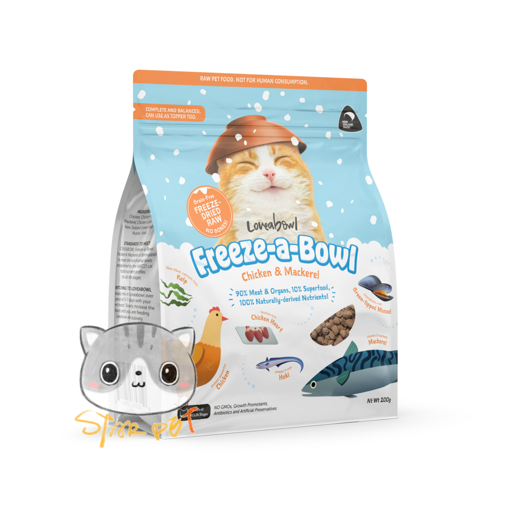 Loveabowl Chicken Mackerel Freeze Dried Raw Cat Recipe 200g