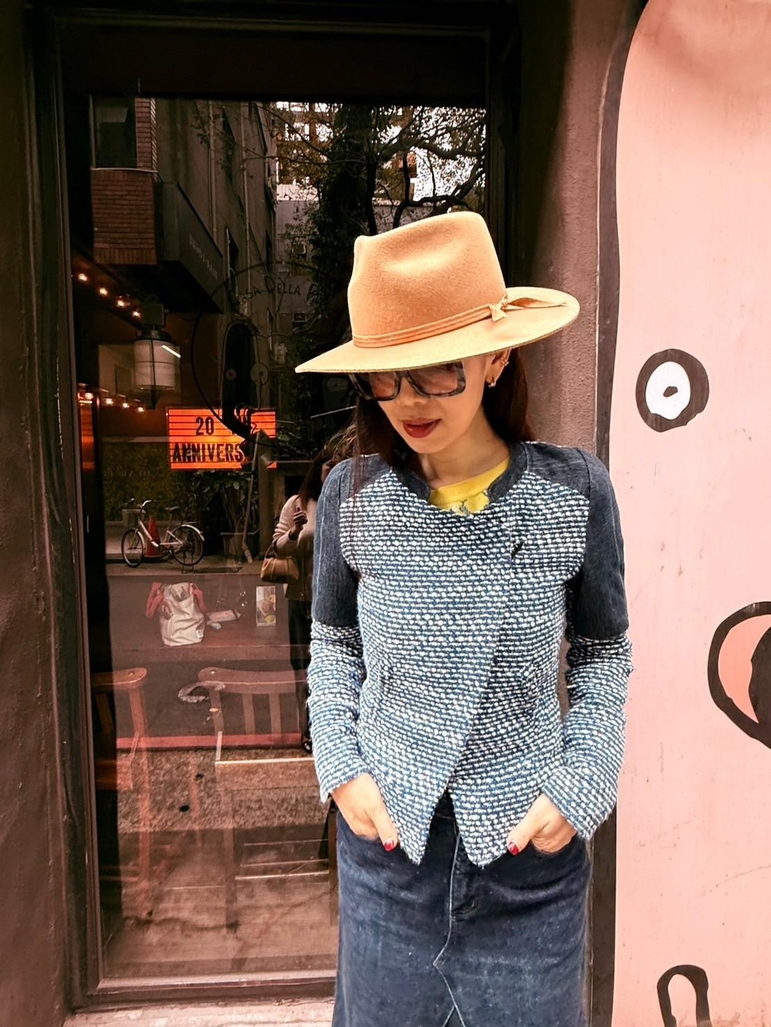 牛仔不對襯斜扣外套