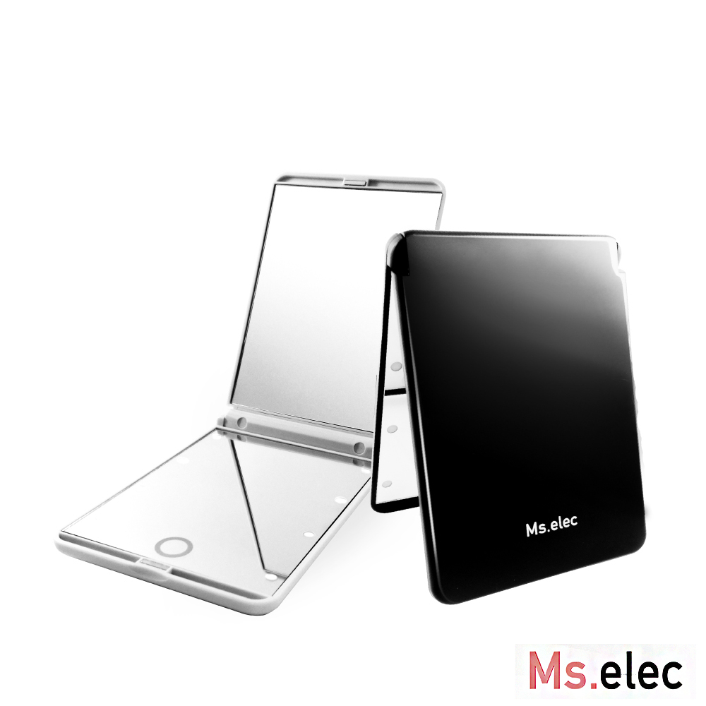 LED觸控口袋化妝鏡(LED鏡/隨身鏡/小鏡子/白色／黑色)