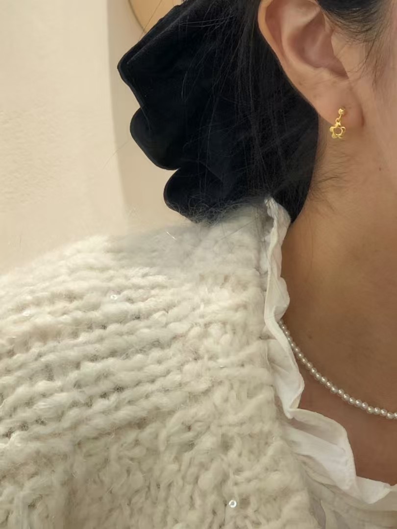 S925 mini flower drop earring