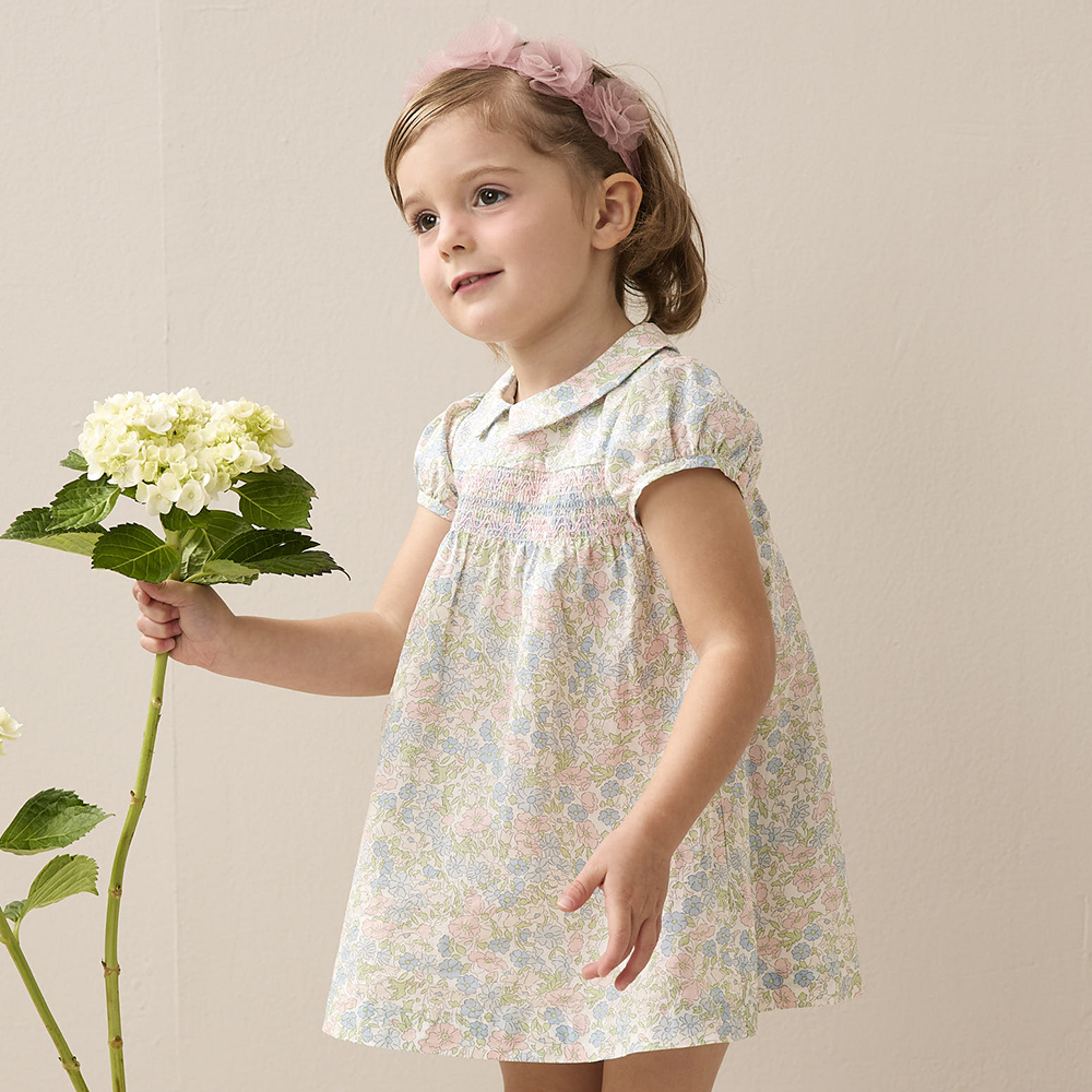 PIPPY 優雅滿版印花翻領洋裝 粉