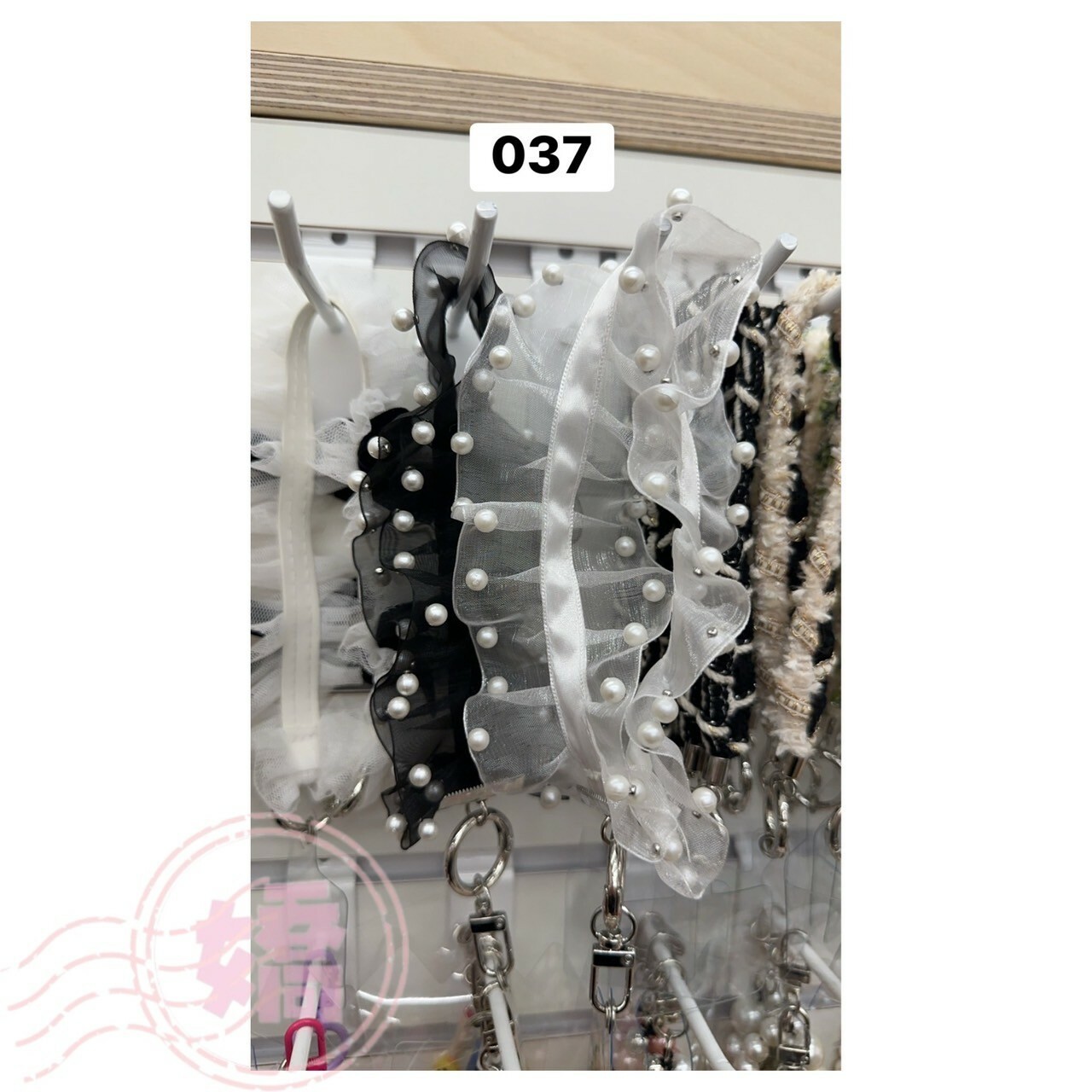 K30037珍珠蕾絲掛飾(黑'白)