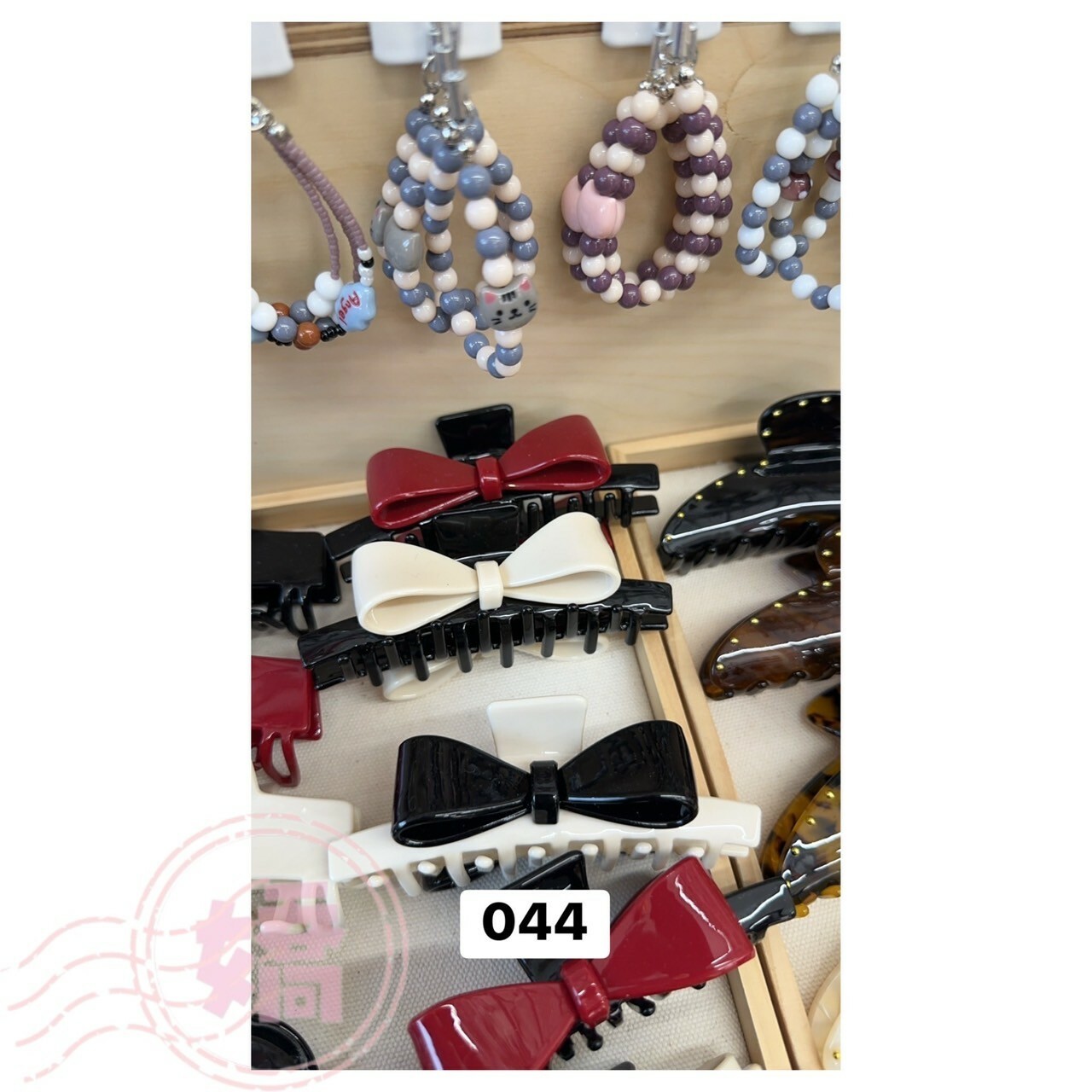 K30044蝴蝶結抓夾(紅'白'黑)