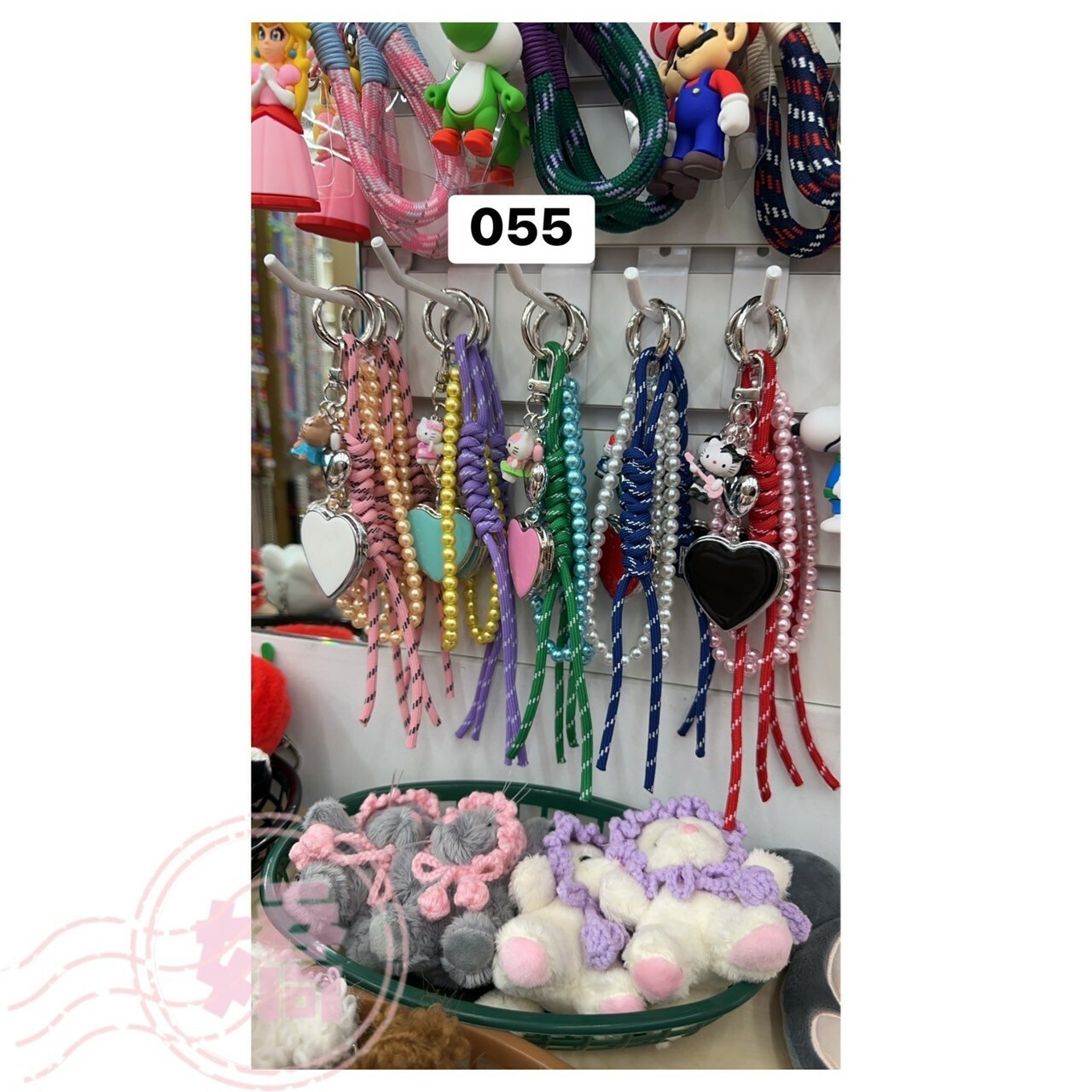 K30055鏡子愛心珠珠掛飾(粉'紫'綠'藍'紅)