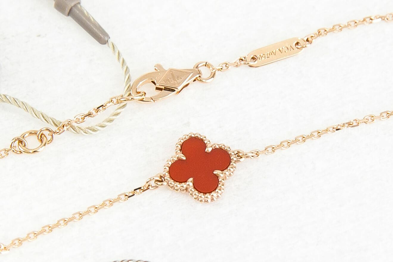 Van Cleef & Arpels Sweet Alhambra Bracelet 紅玉髓單顆幸運草18K玫瑰金手鍊