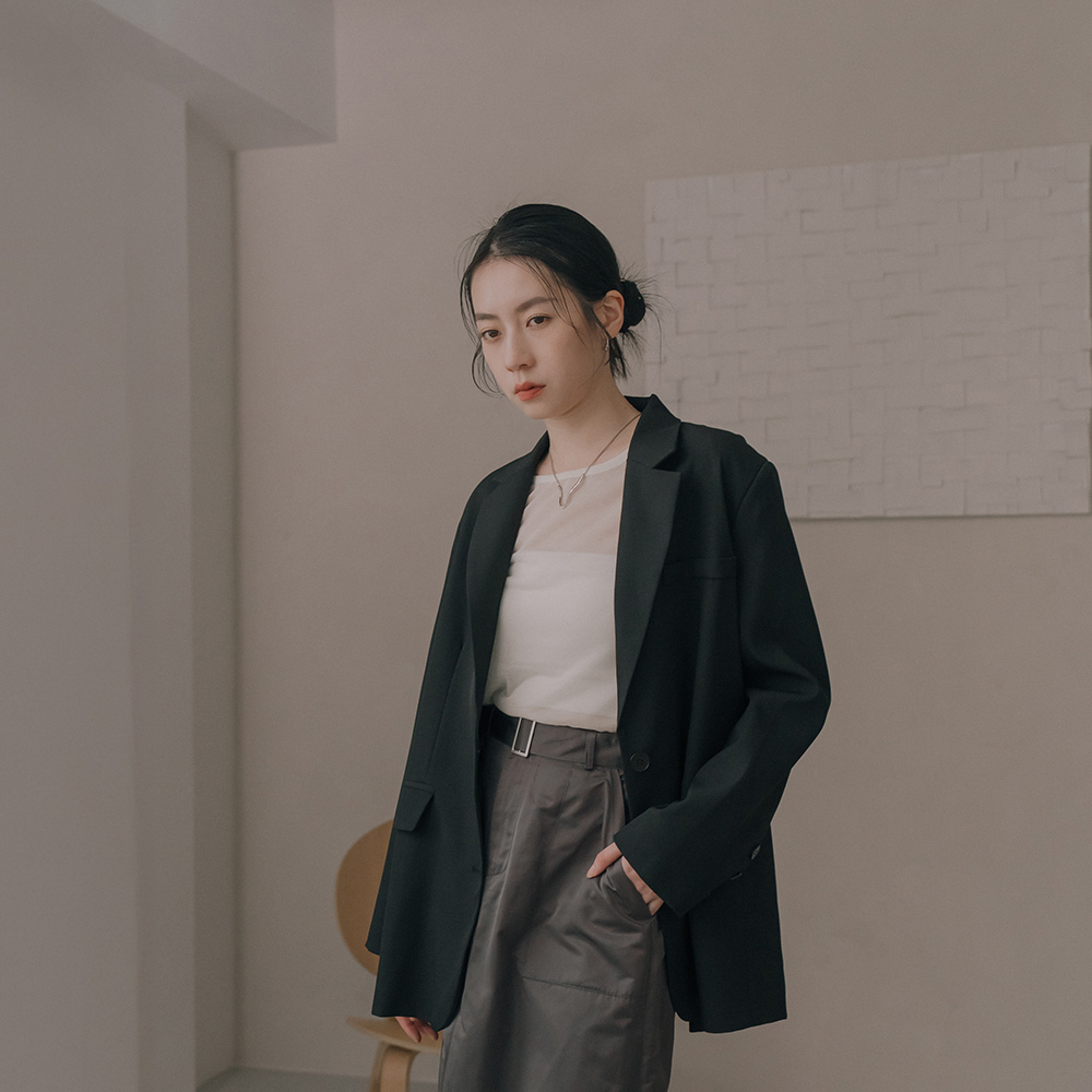 Plain Back Slit Blazer - Black【02030562】in stock+pre-order