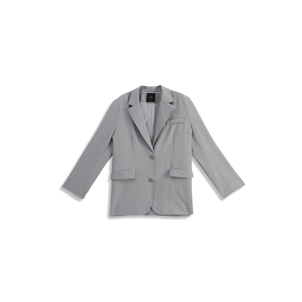 Plain Back Slit Blazer - Gray【02030563】in stock+pre-order
