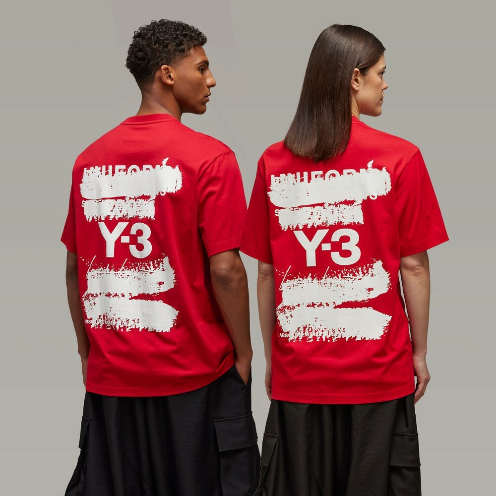 【 Y-3 U GFX SS TEE 筆觸印刷短TEE - 紅 】