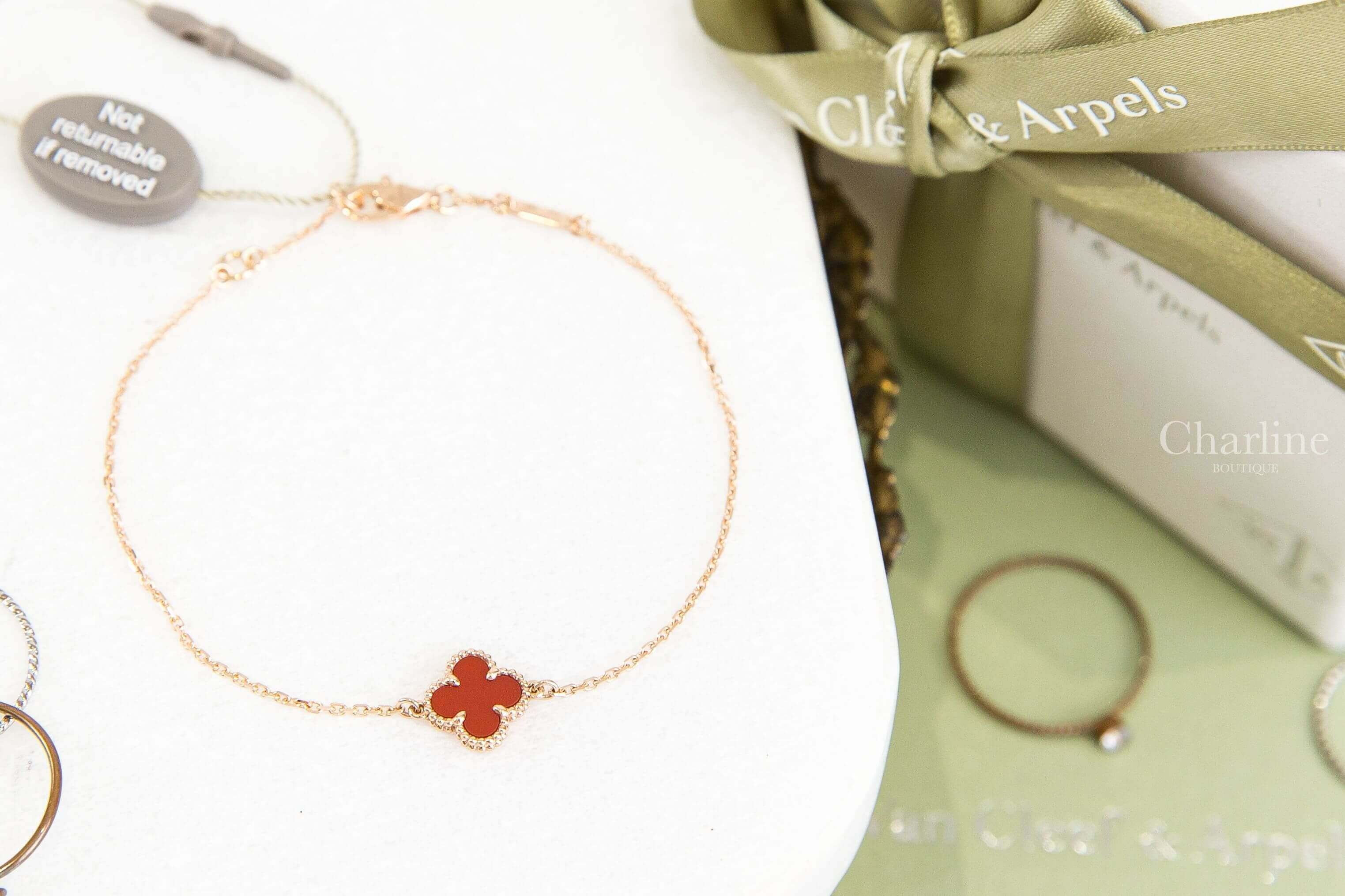 Van Cleef & Arpels Sweet Alhambra Bracelet 紅玉髓單顆幸運草18K玫瑰金手鍊