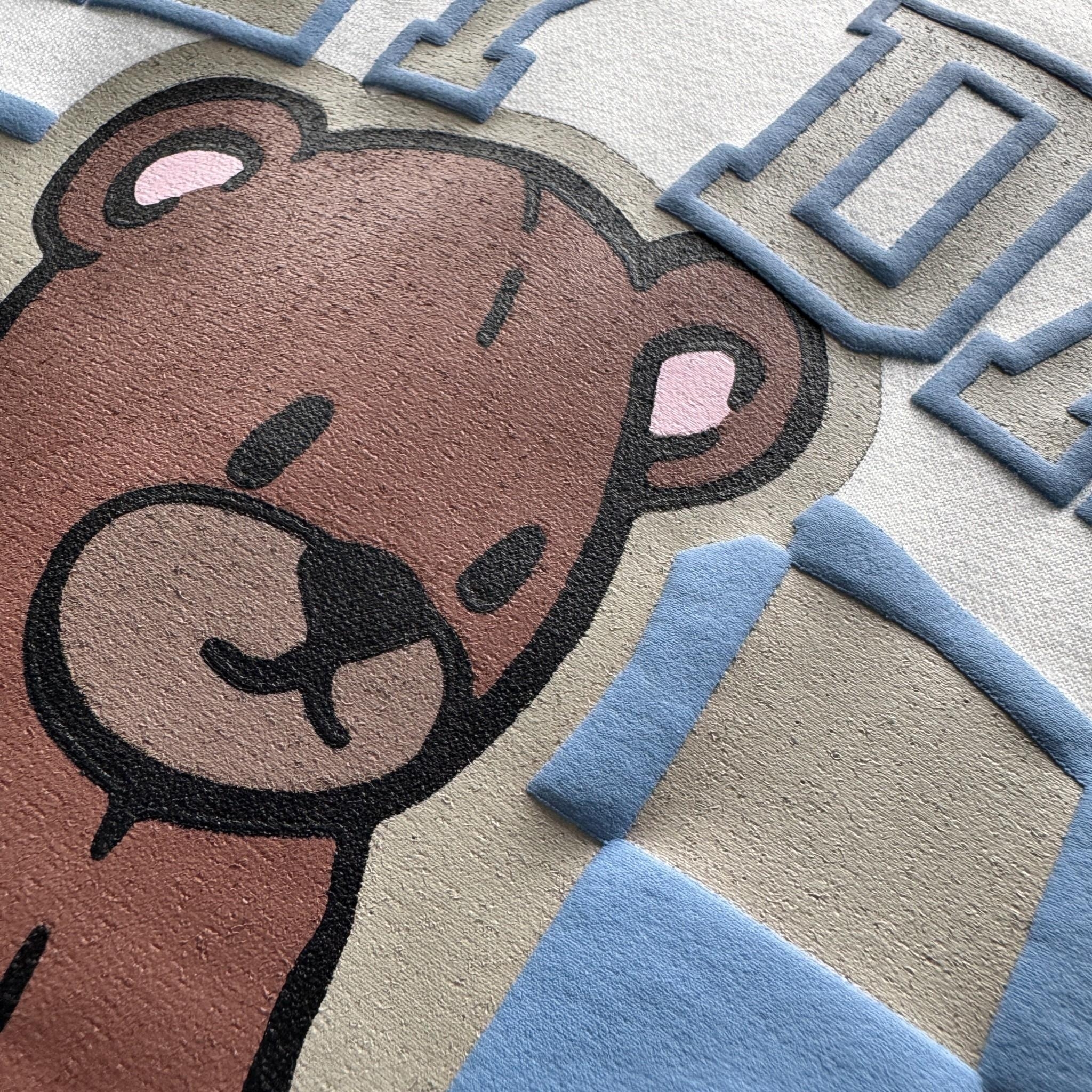 韓國短袖 Hey Day 發泡棋盤格布偶熊短T 18855