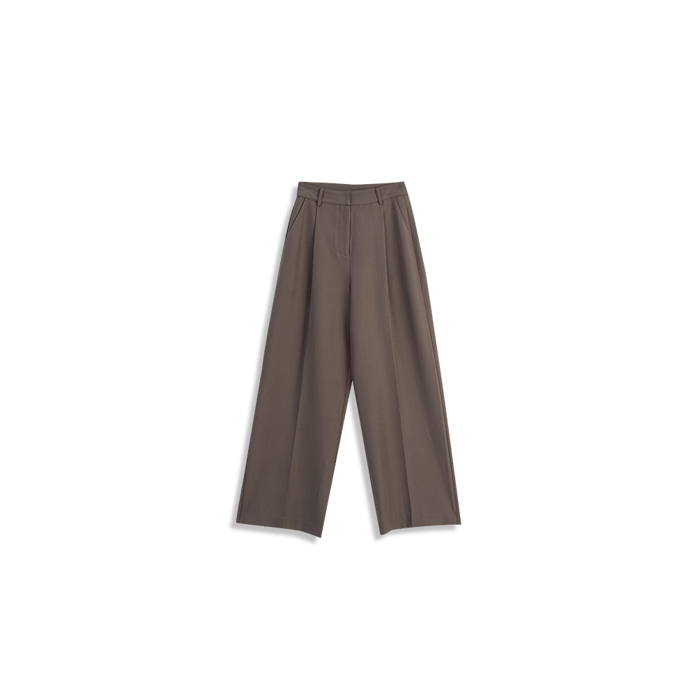 Plain Floor-length Straight Suit Trousers - Coffee S/M/L【04030476】in stock+pre-order