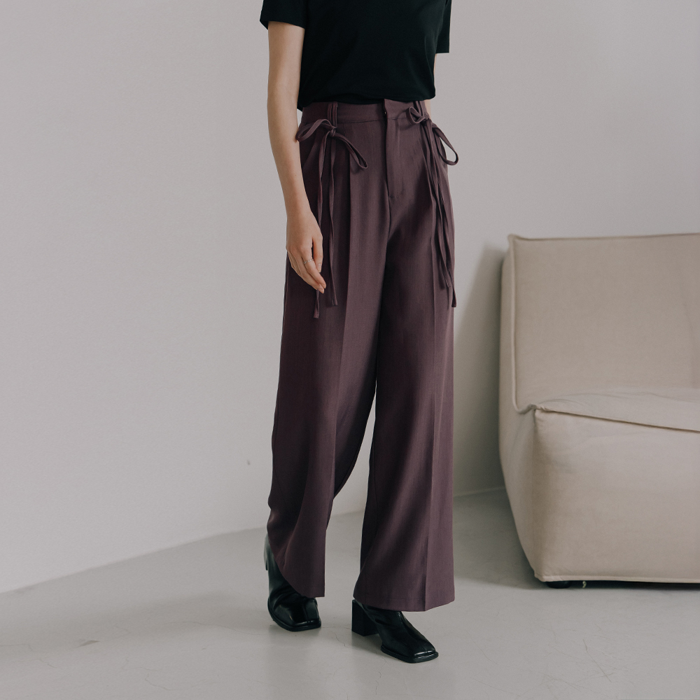 Double strap pleated suit trousers-purple S/M/L【04030492】in stock+pre-order