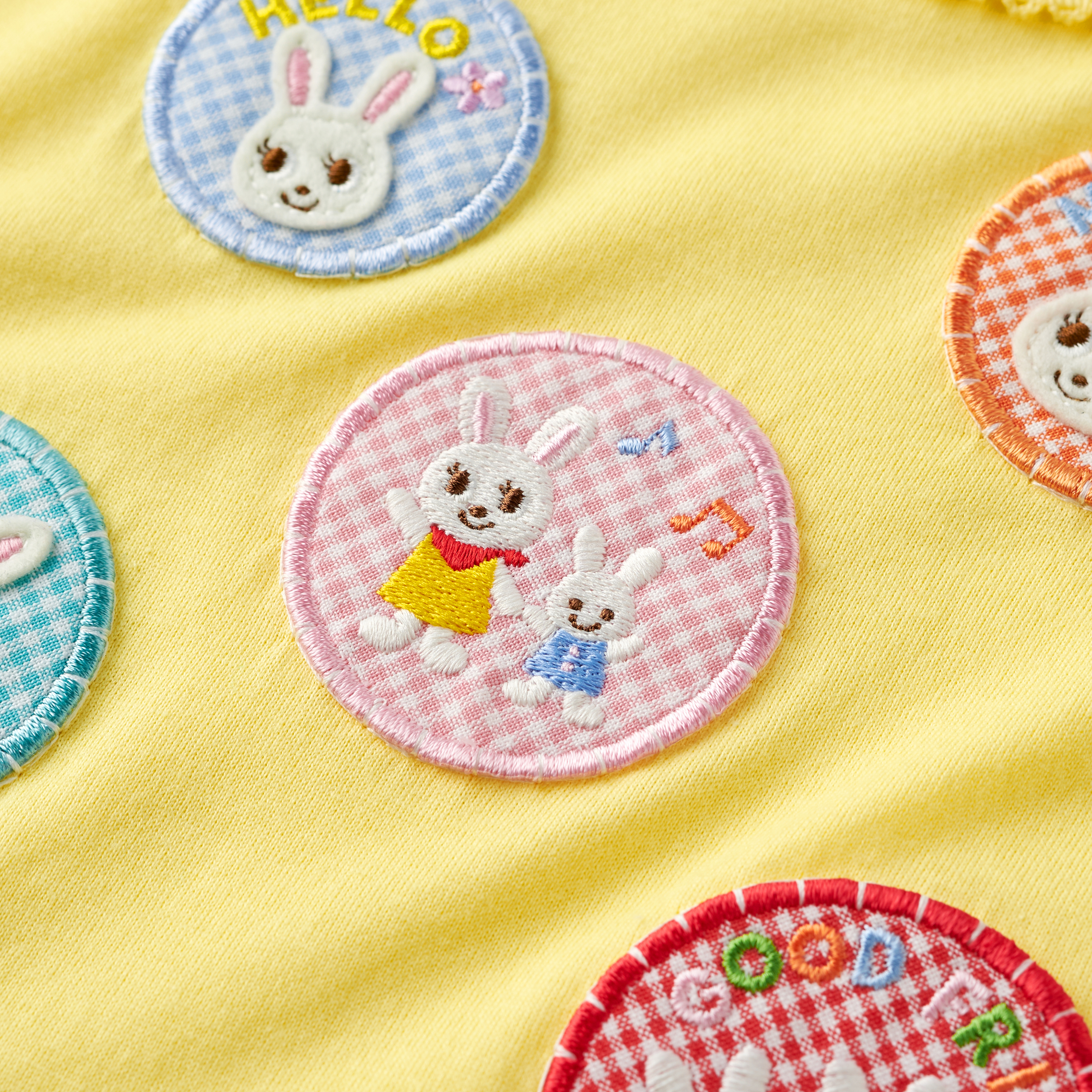 舞颯兔格紋荷葉邊短袖T恤-黃