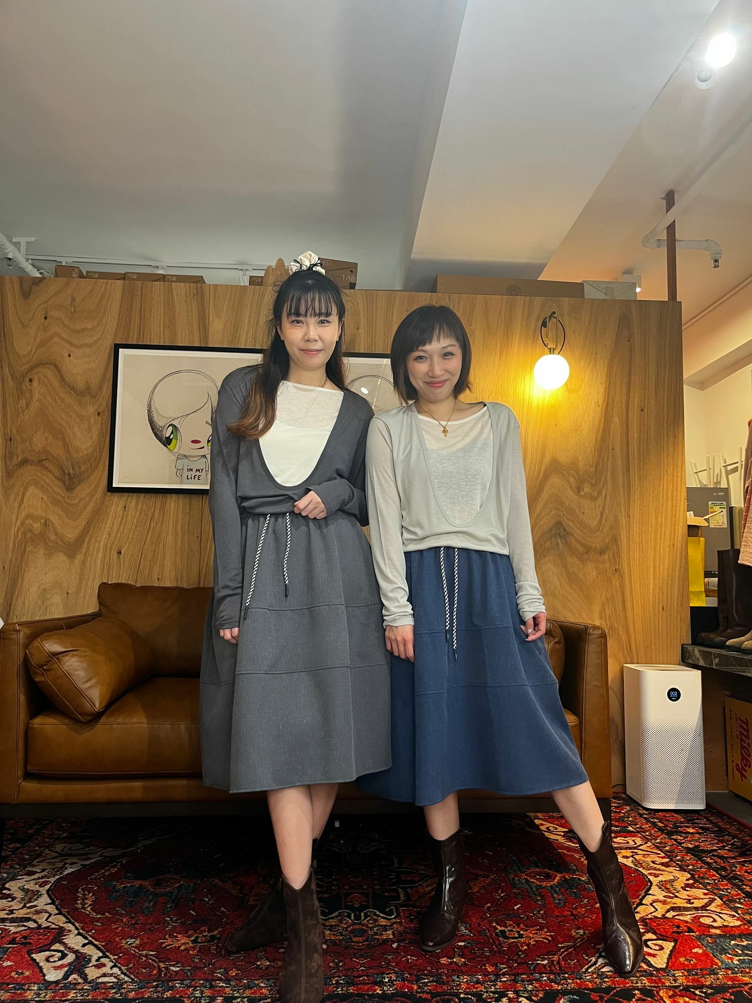 AB4061 假兩件大U領針織上衣