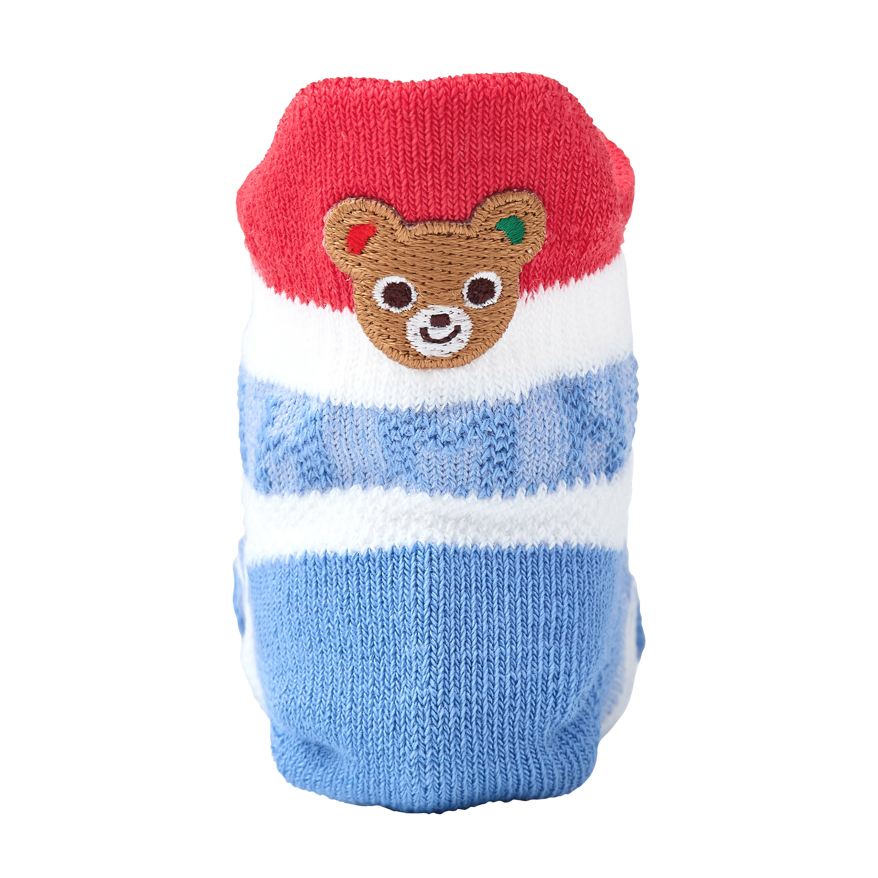 普奇熊COOLMAX®條紋吸汗速乾襪-天藍