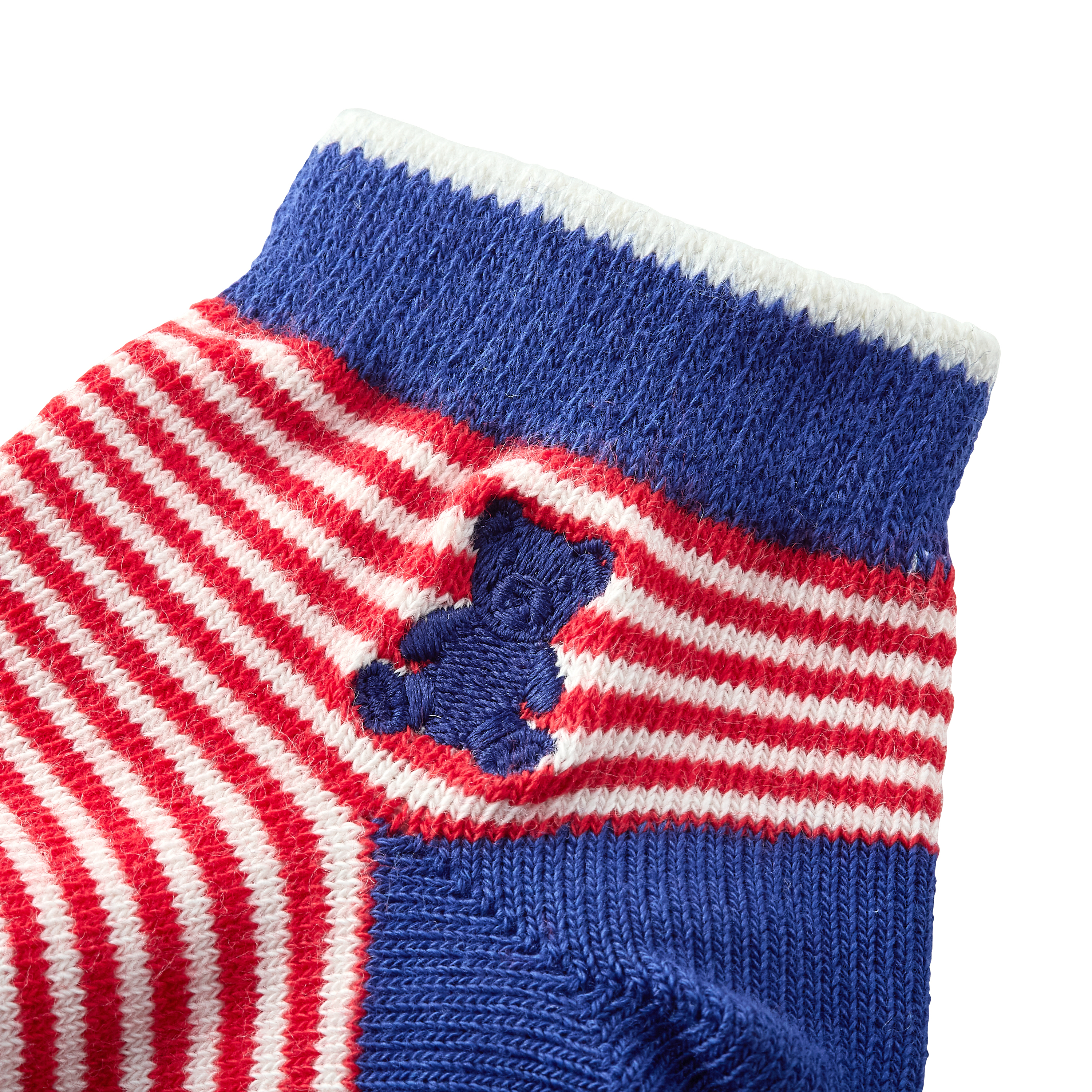 剪影熊條紋低筒襪-紅