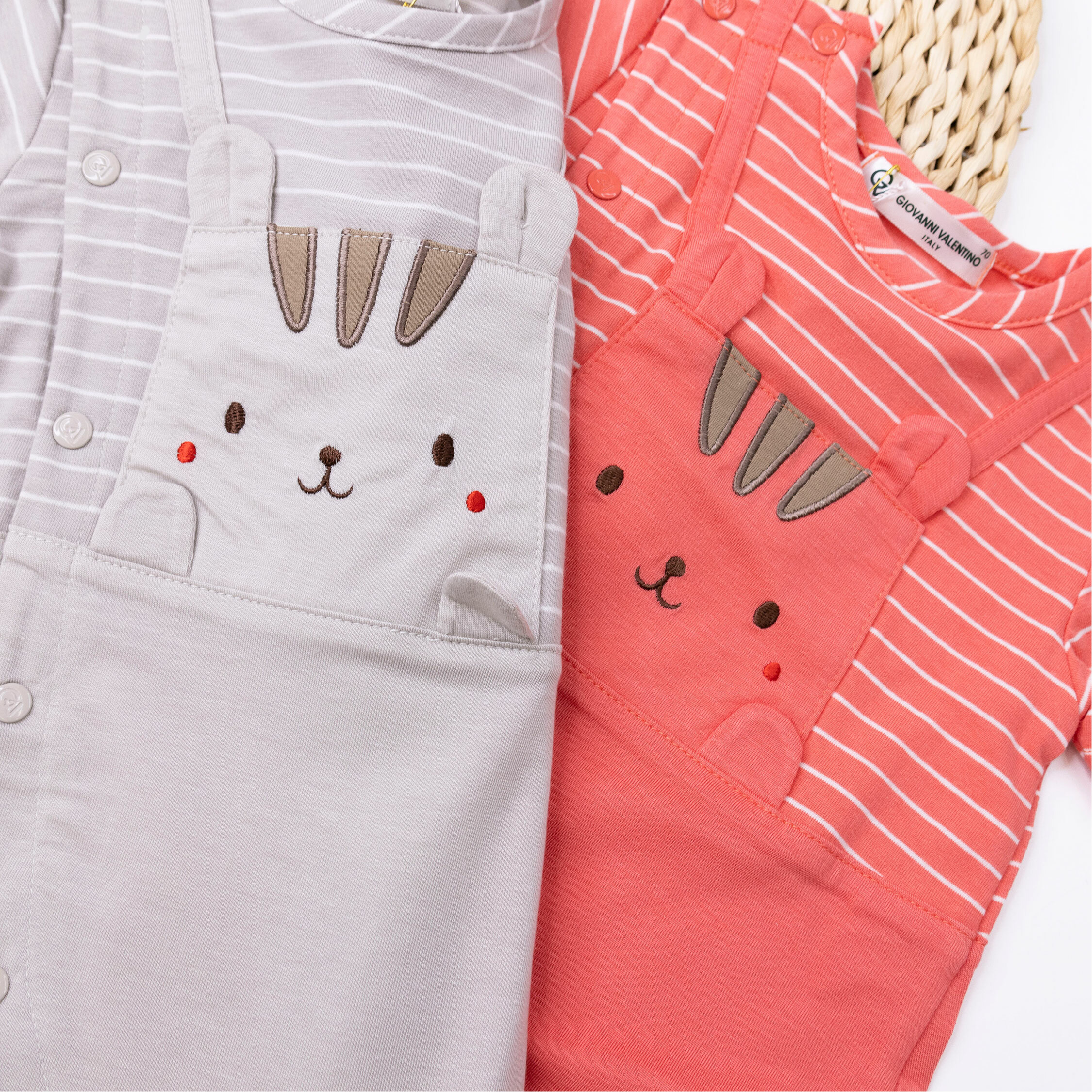 范侖鐵諾【32023】可愛動物條紋拼接連身裝＊二色