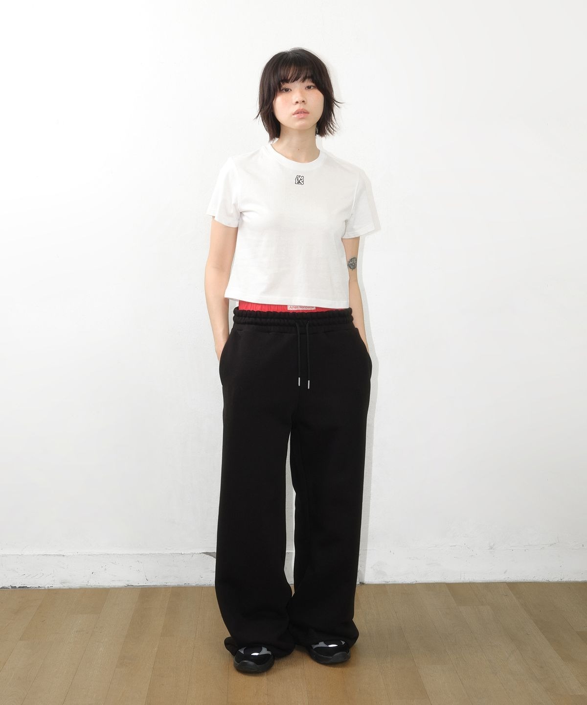 ★AMES-WORLDWIDE★LAYERED SWEATPANTS BLACK★正規品/直送料込 AMES WORLDWIDE) LAYERED SWEAT PANTS BLACK