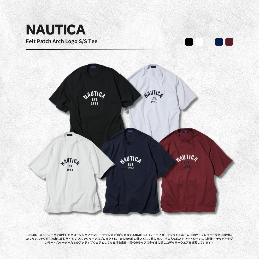 "代購+現貨" NAUTICA Felt Patch Arch Logo S/S Tee 弧形LOGO 短踢