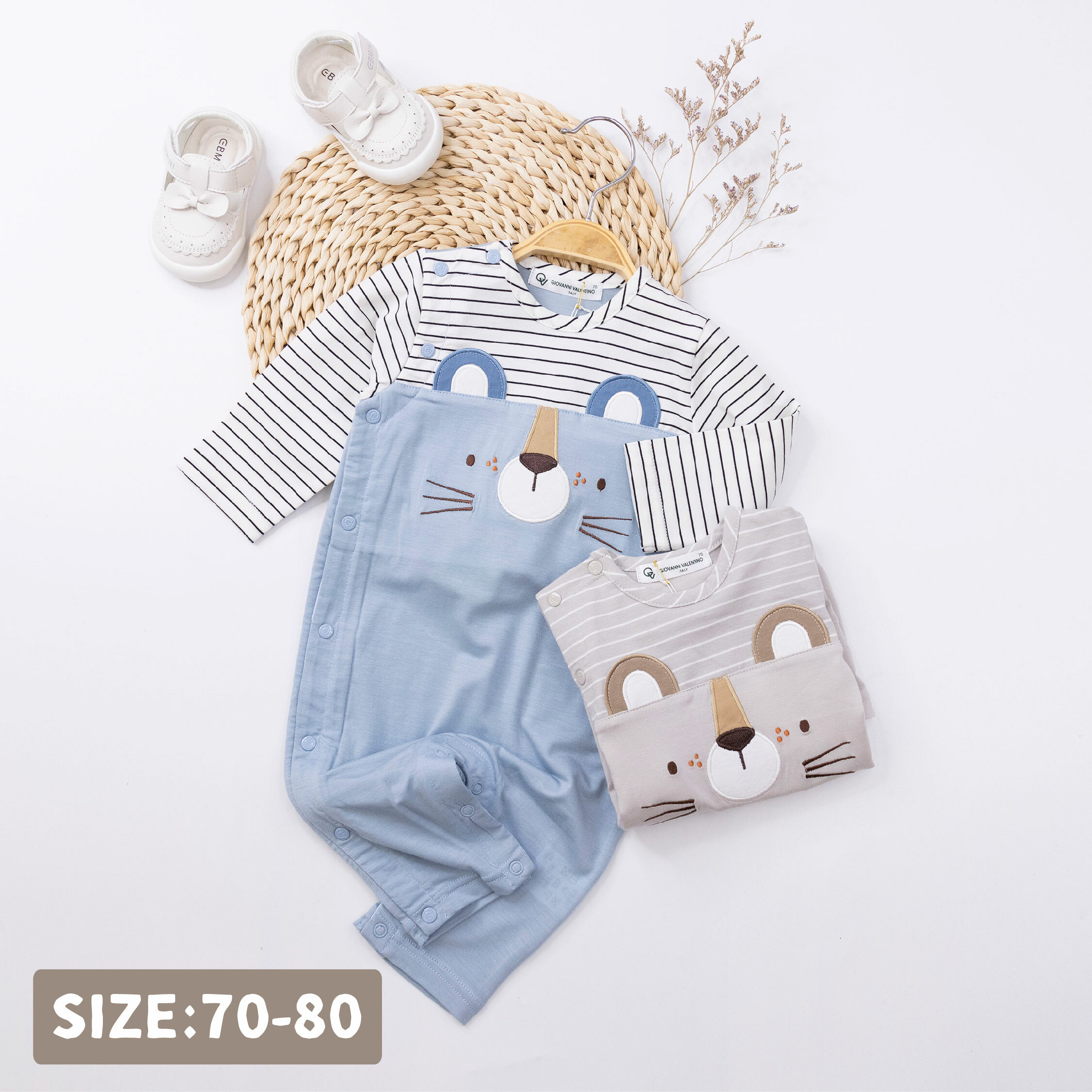 范侖鐵諾【32021】呆萌小老虎條紋拼接連身裝＊二色