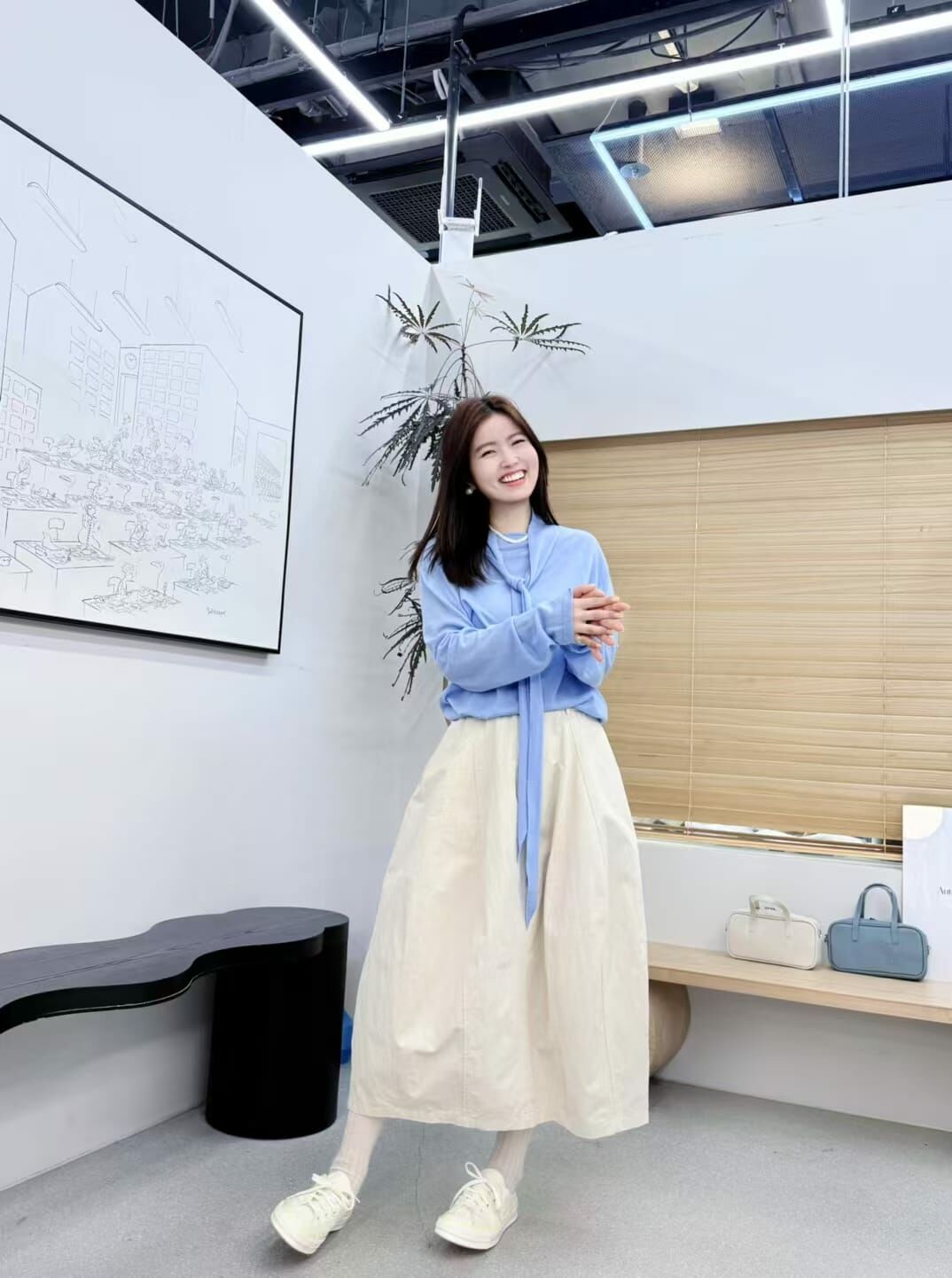 AB4058 披肩領帶針織上衣