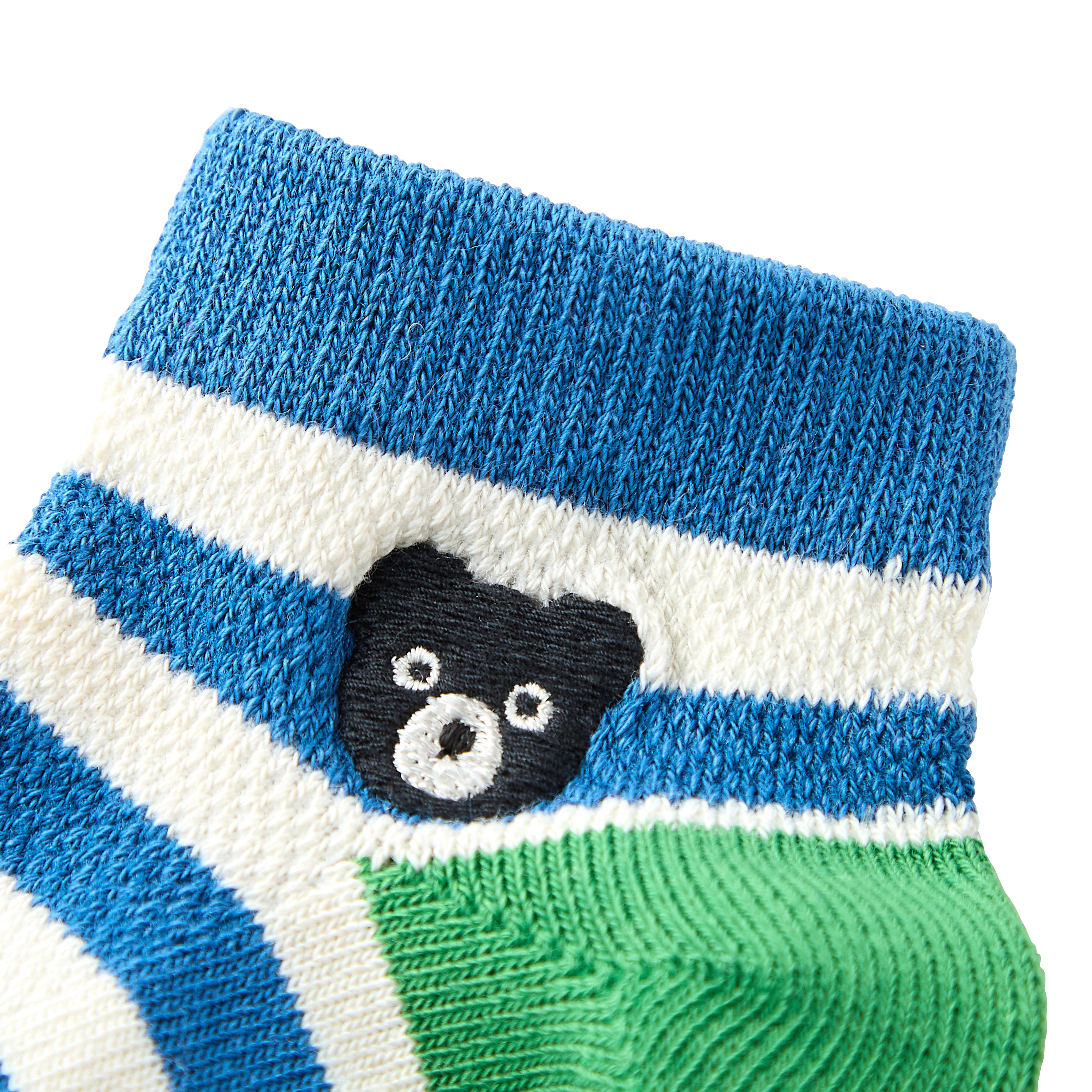 DOUBLE_B D-Basic系列條紋低筒襪-天藍