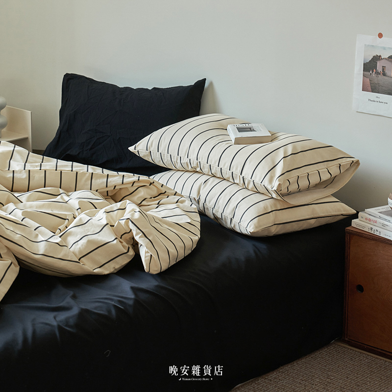 拼接色純棉【日月邂逅】床單床包組