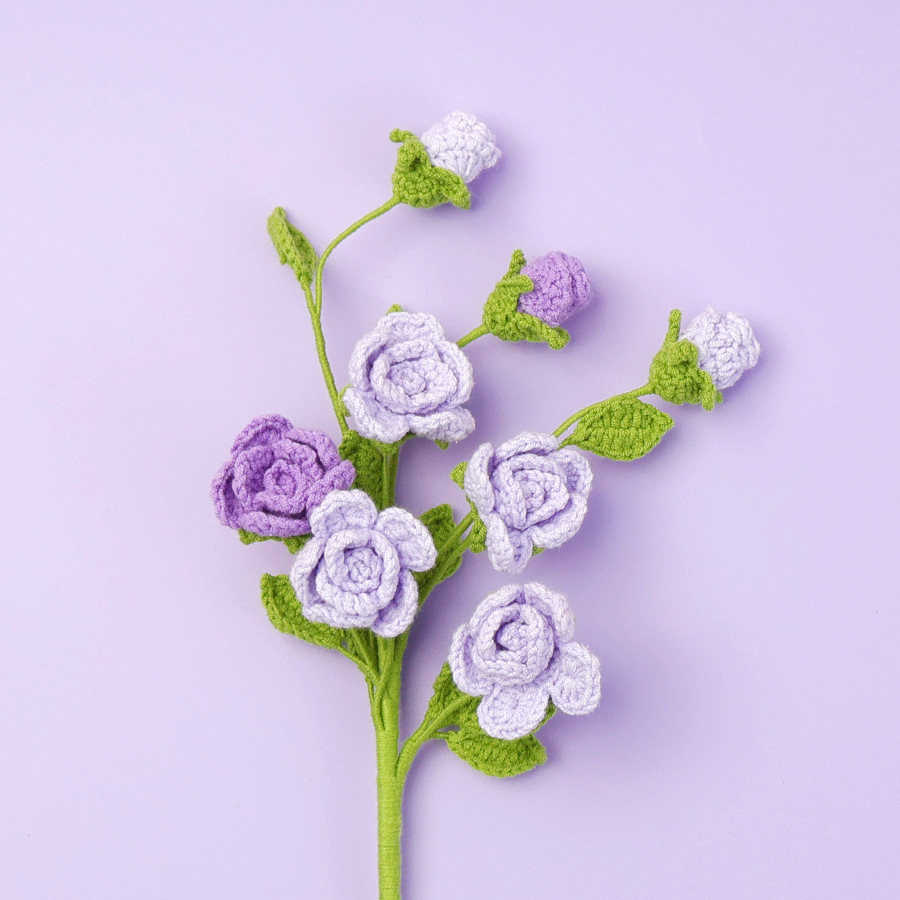 《5740》漸變芭比玫瑰手工針織花