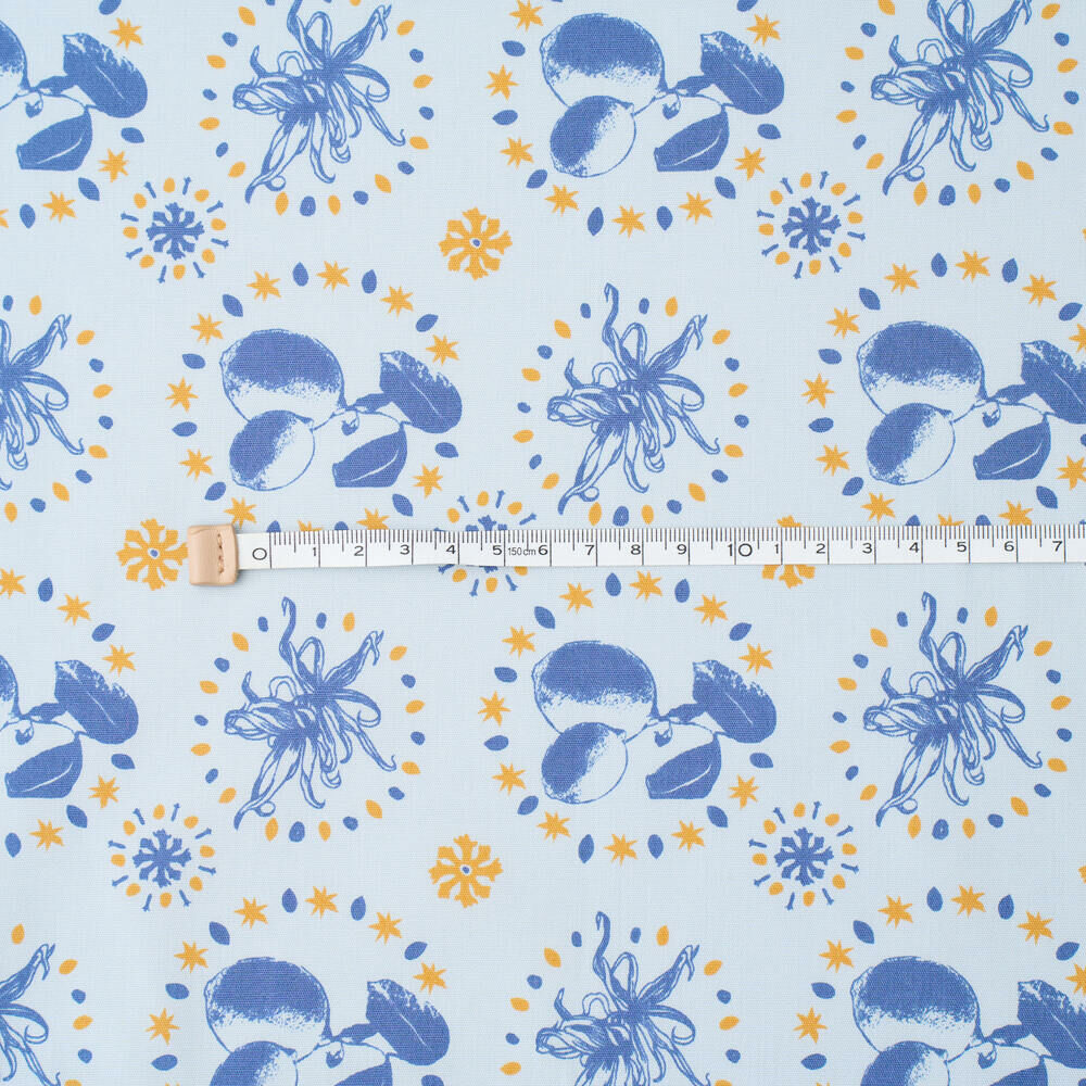 Digital Printed Fabric/Herbal Plants/Blue Grey