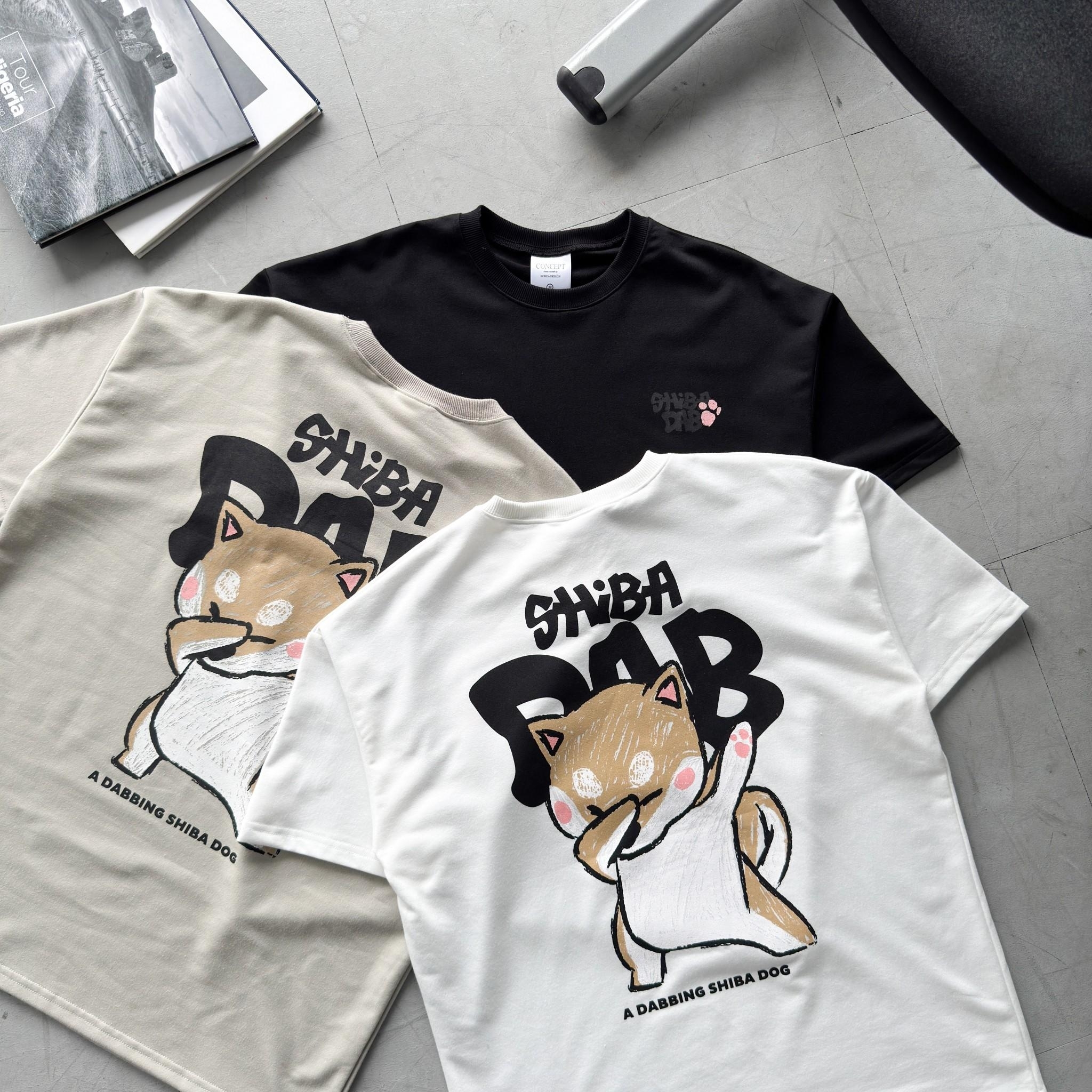 韓國短袖 Shiba 柴犬手繪短T 80828