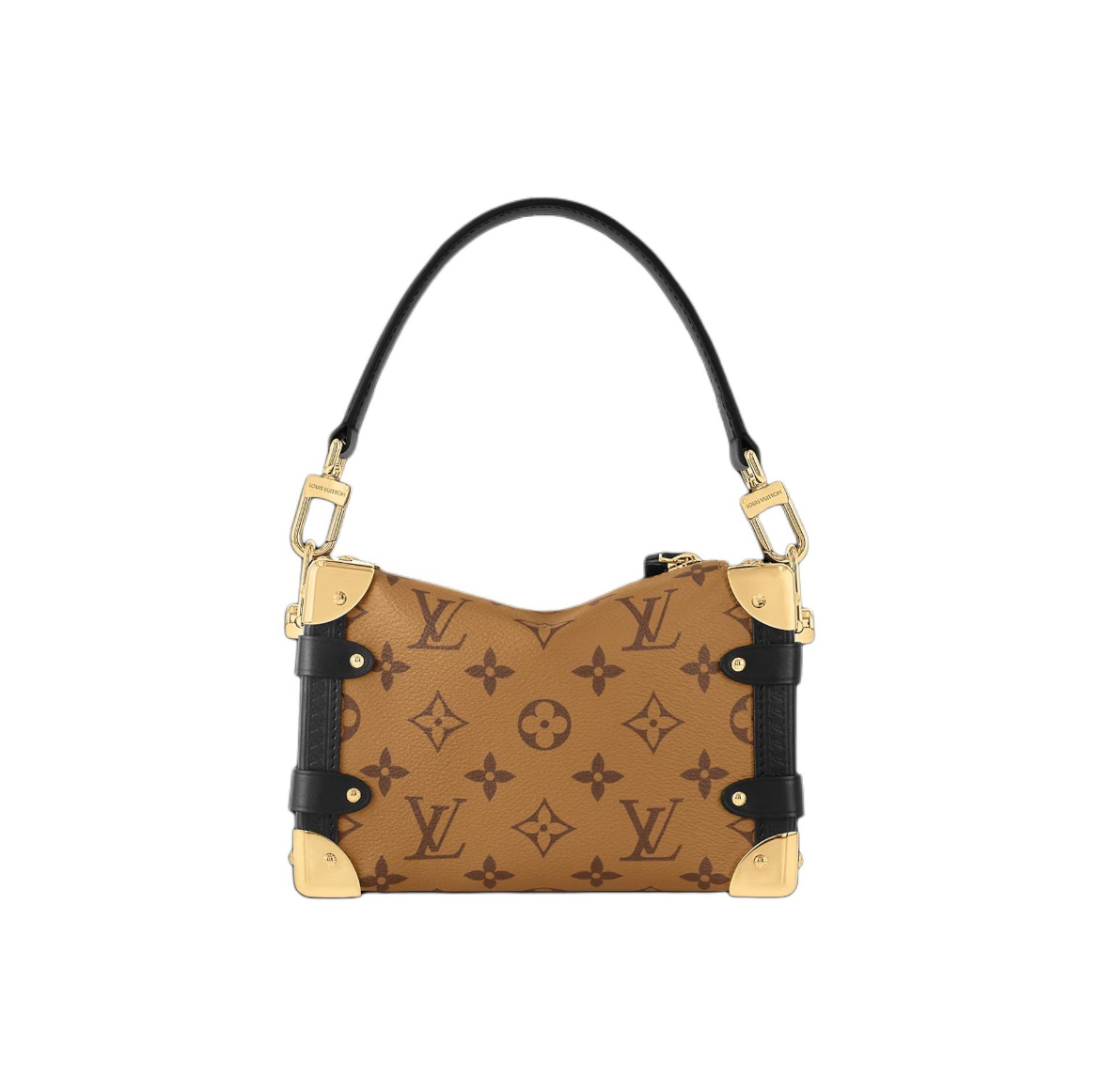 LOUIS VUITTON Trunk肩帶拉鍊開合帆布拼牛皮斜孭袋男女同款情侶款黑色拼棕色