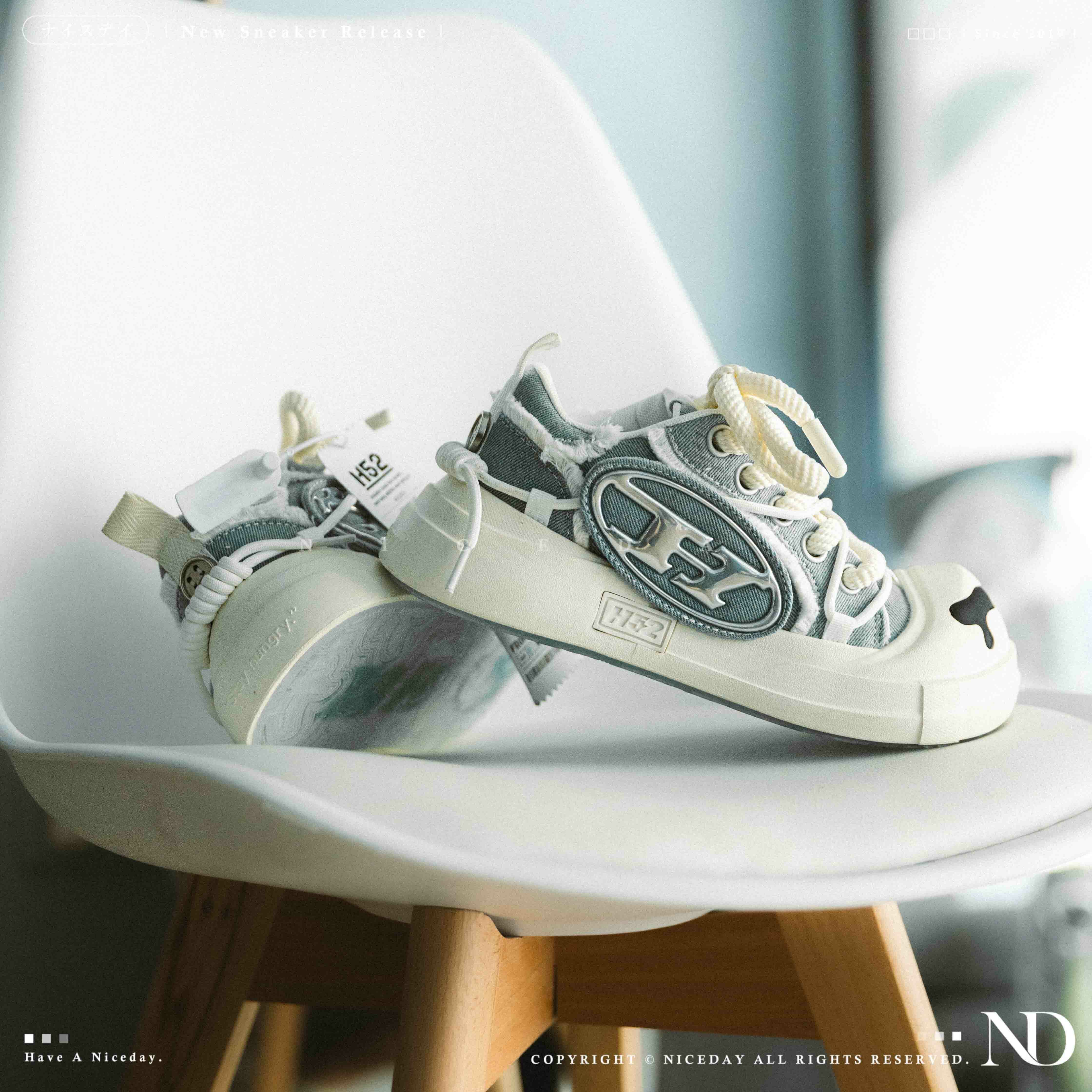 NICEDAY 調貨 H52 二代 趙露思同款 藍 水藍 淺藍 開口笑 奶油鞋 解構 溶解 男女尺寸