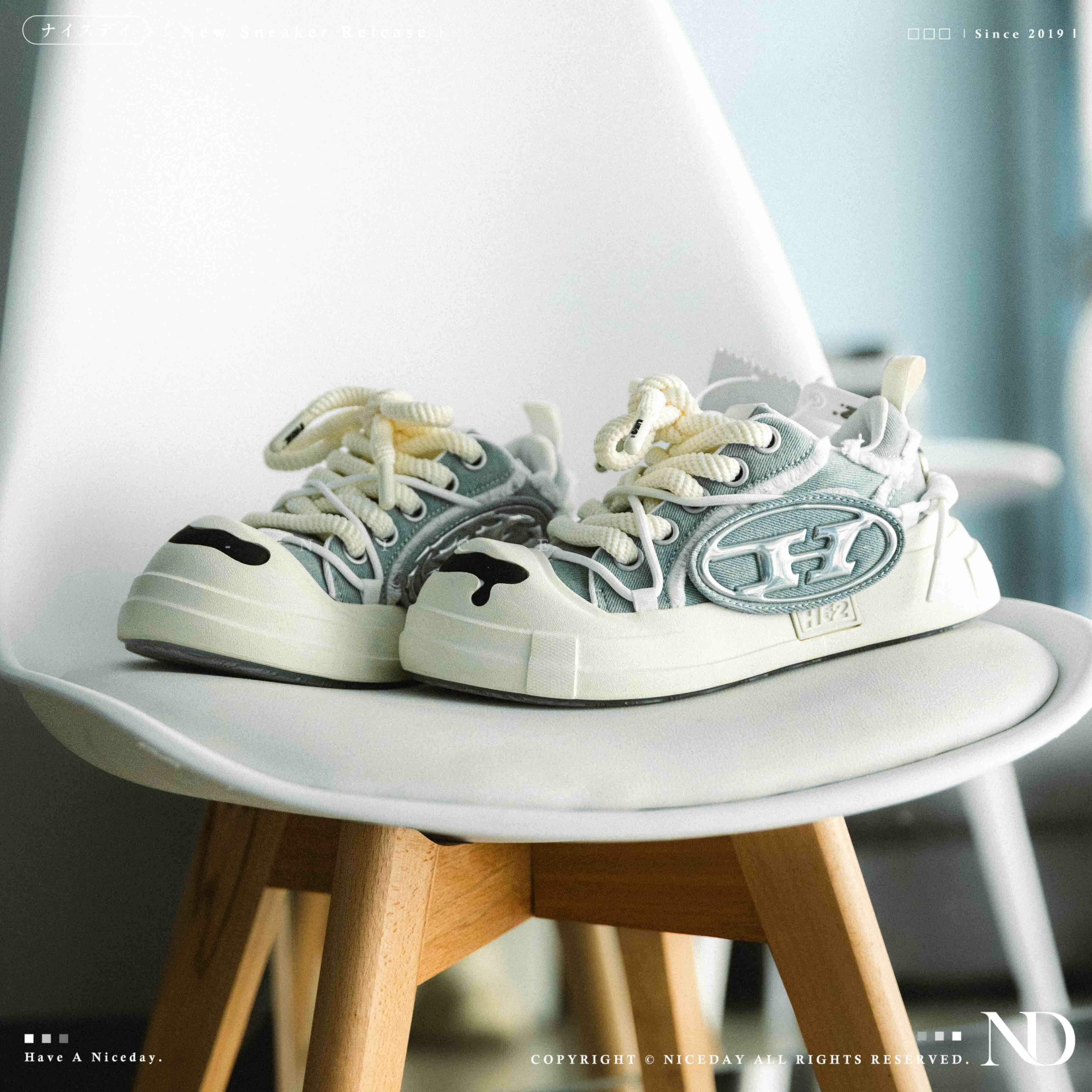 NICEDAY 調貨 H52 二代 趙露思同款 藍 水藍 淺藍 開口笑 奶油鞋 解構 溶解 男女尺寸