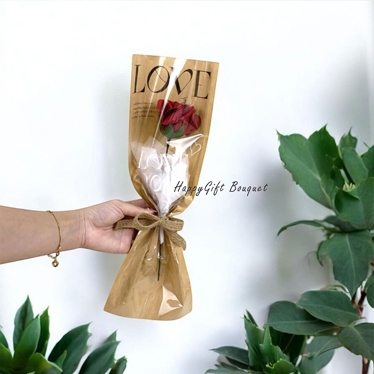 單朵love玫瑰香皂花,Single love rose soap bouquet