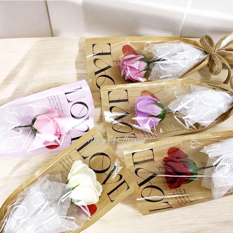單朵love玫瑰香皂花,Single love rose soap bouquet