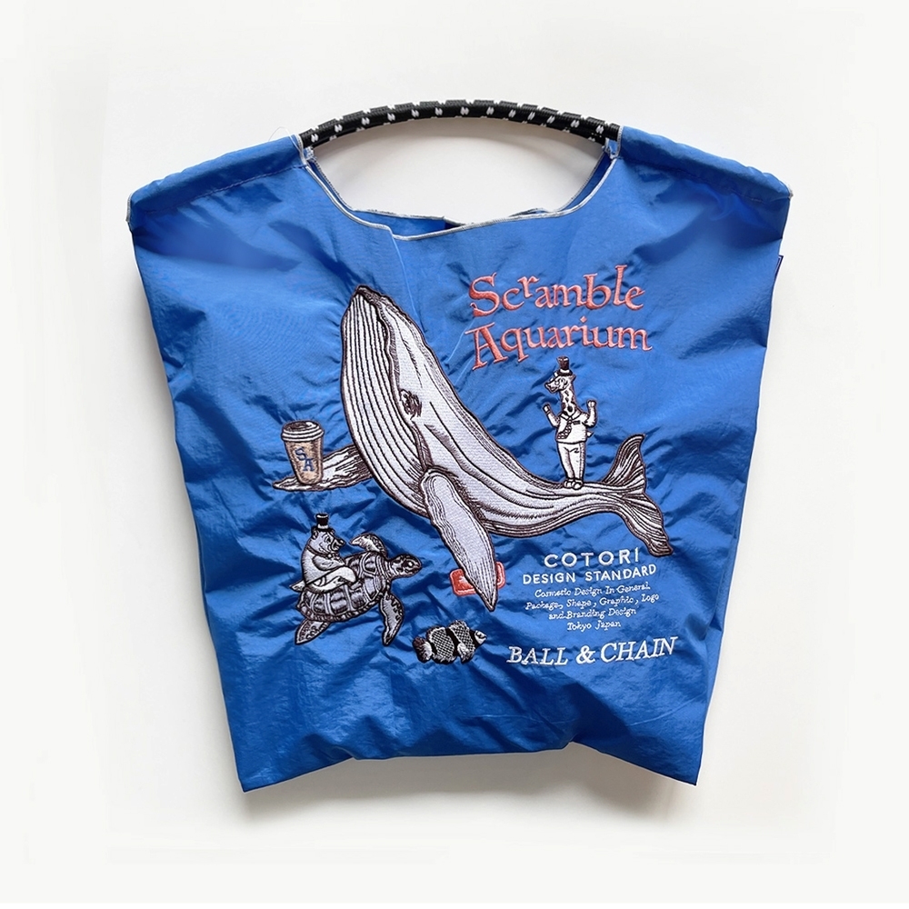 Ball＆Chain 刺繡環保購物袋 M號 - 藍 (32100306)