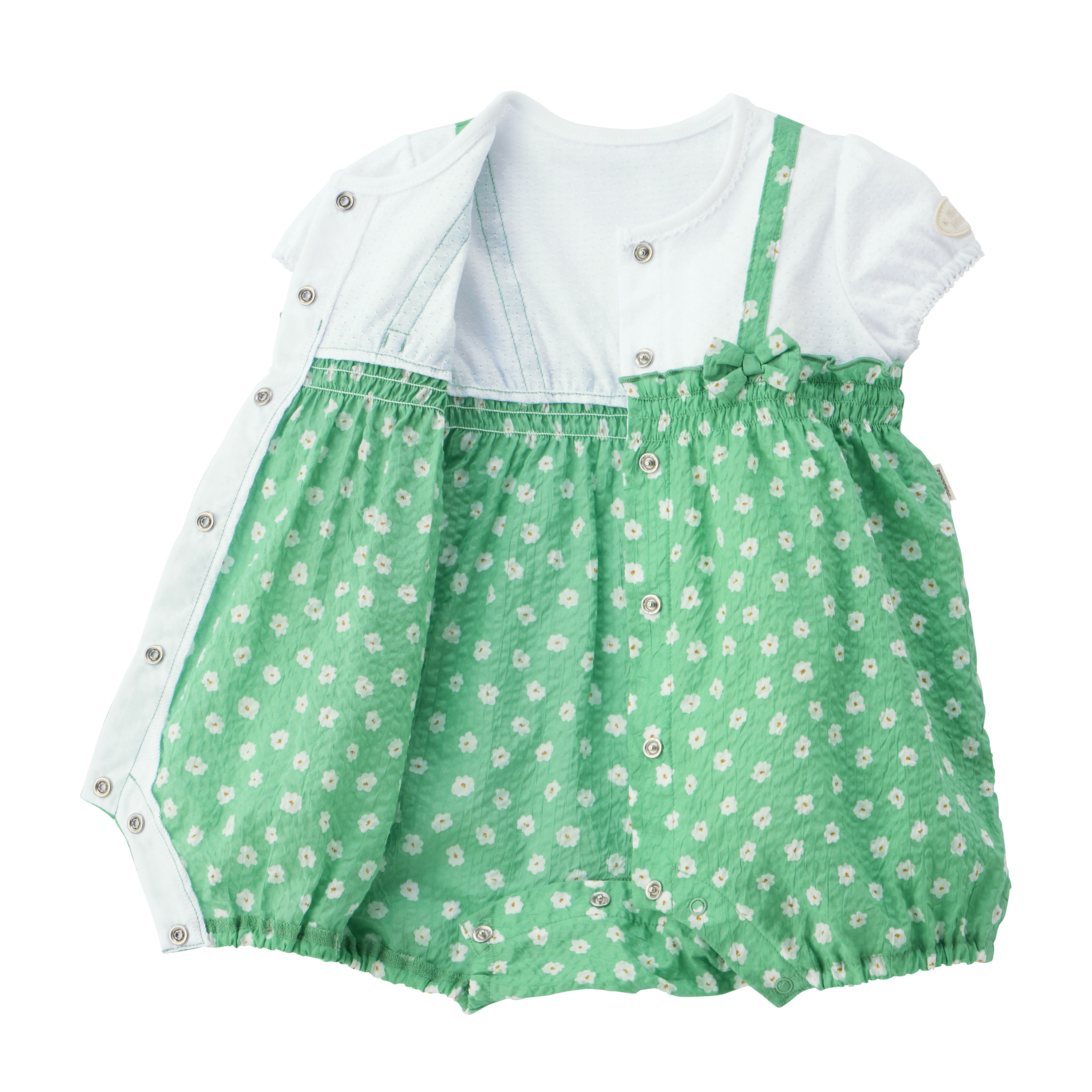 小花短袖連身衣-冰綠