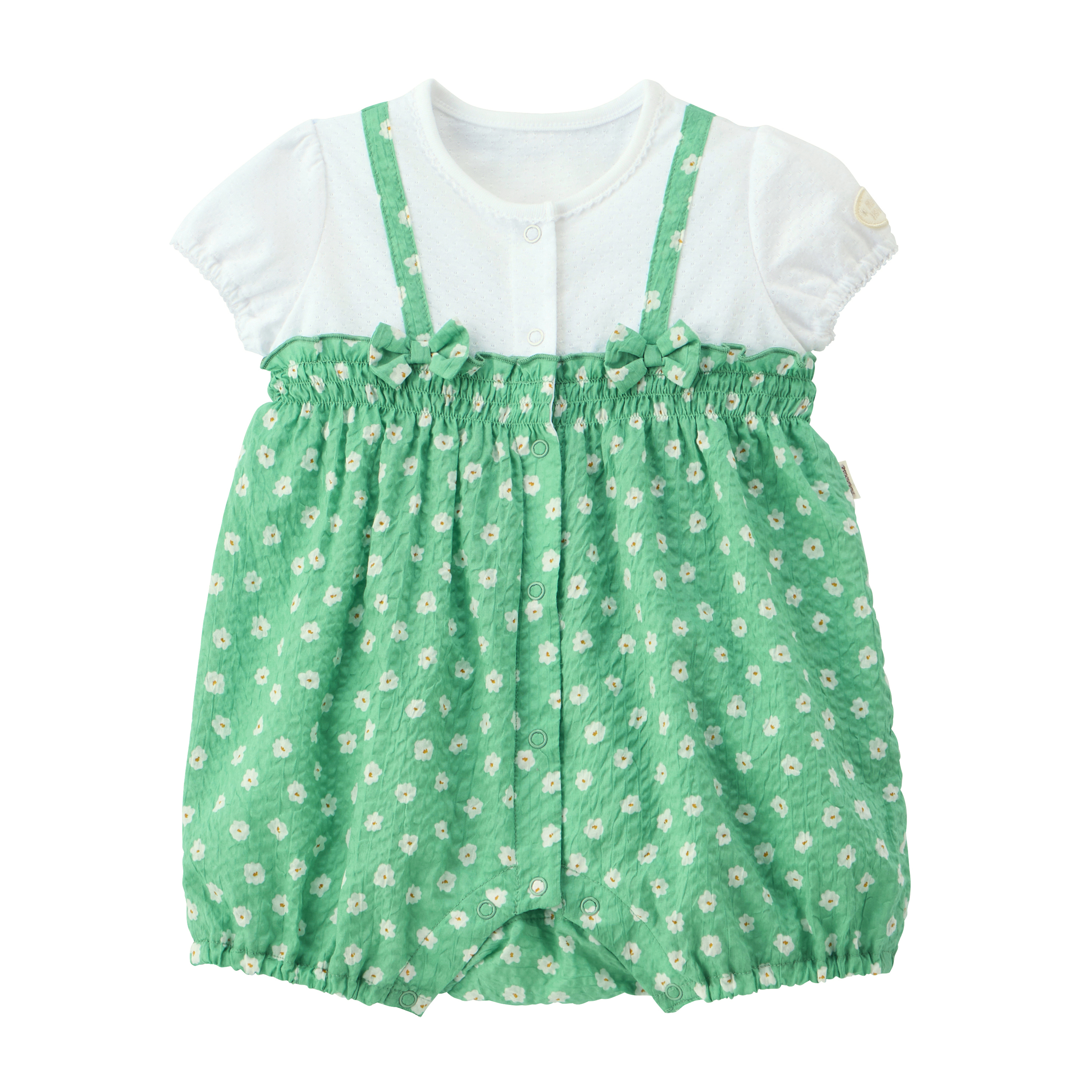 小花短袖連身衣-冰綠