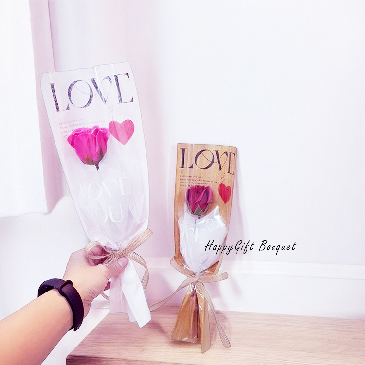 單朵love玫瑰香皂花,Single love rose soap bouquet