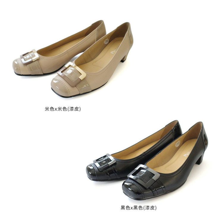 方頭時尚 淺口方扣高跟鞋【PO1041】