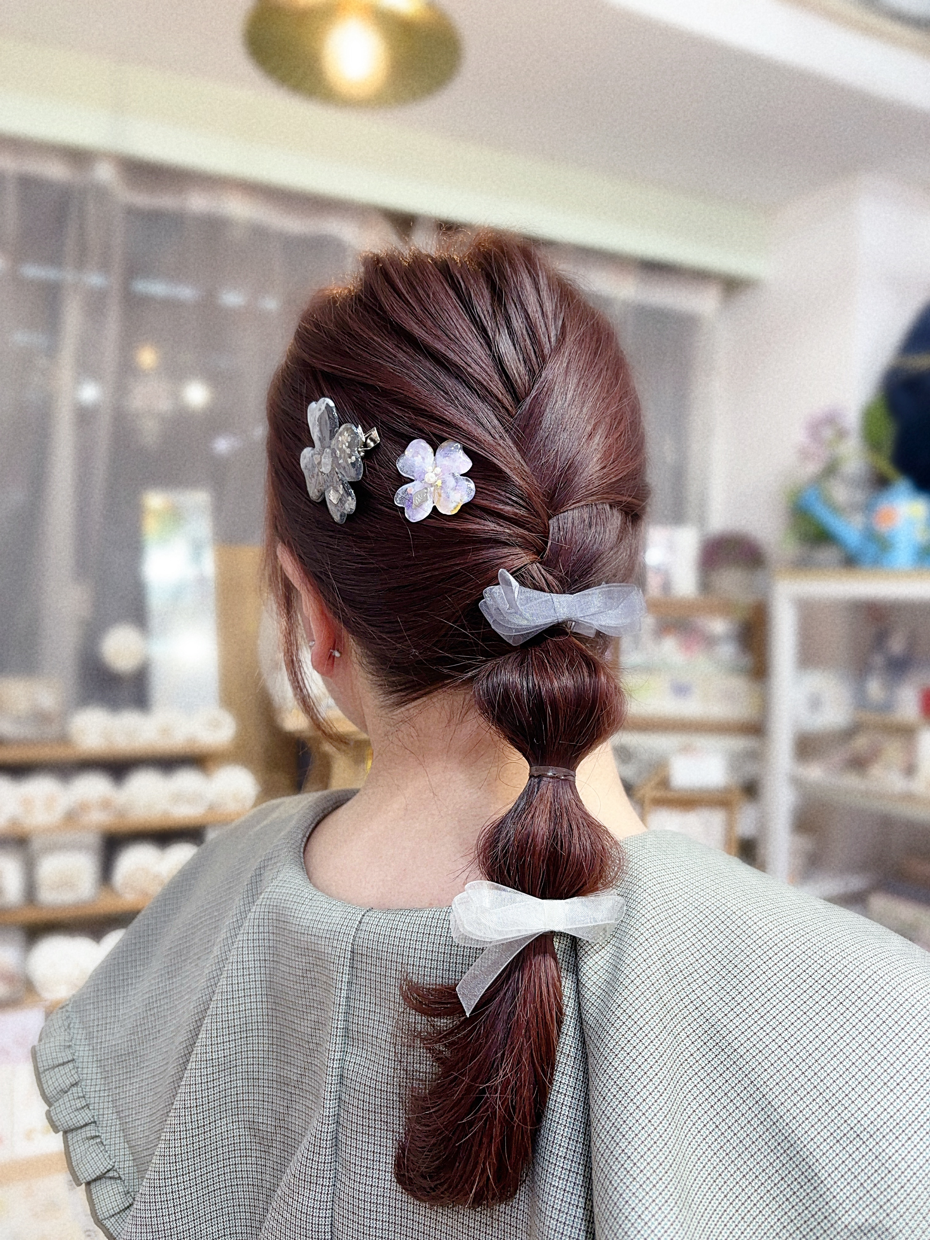 網紗蝴蝶結髮圈插