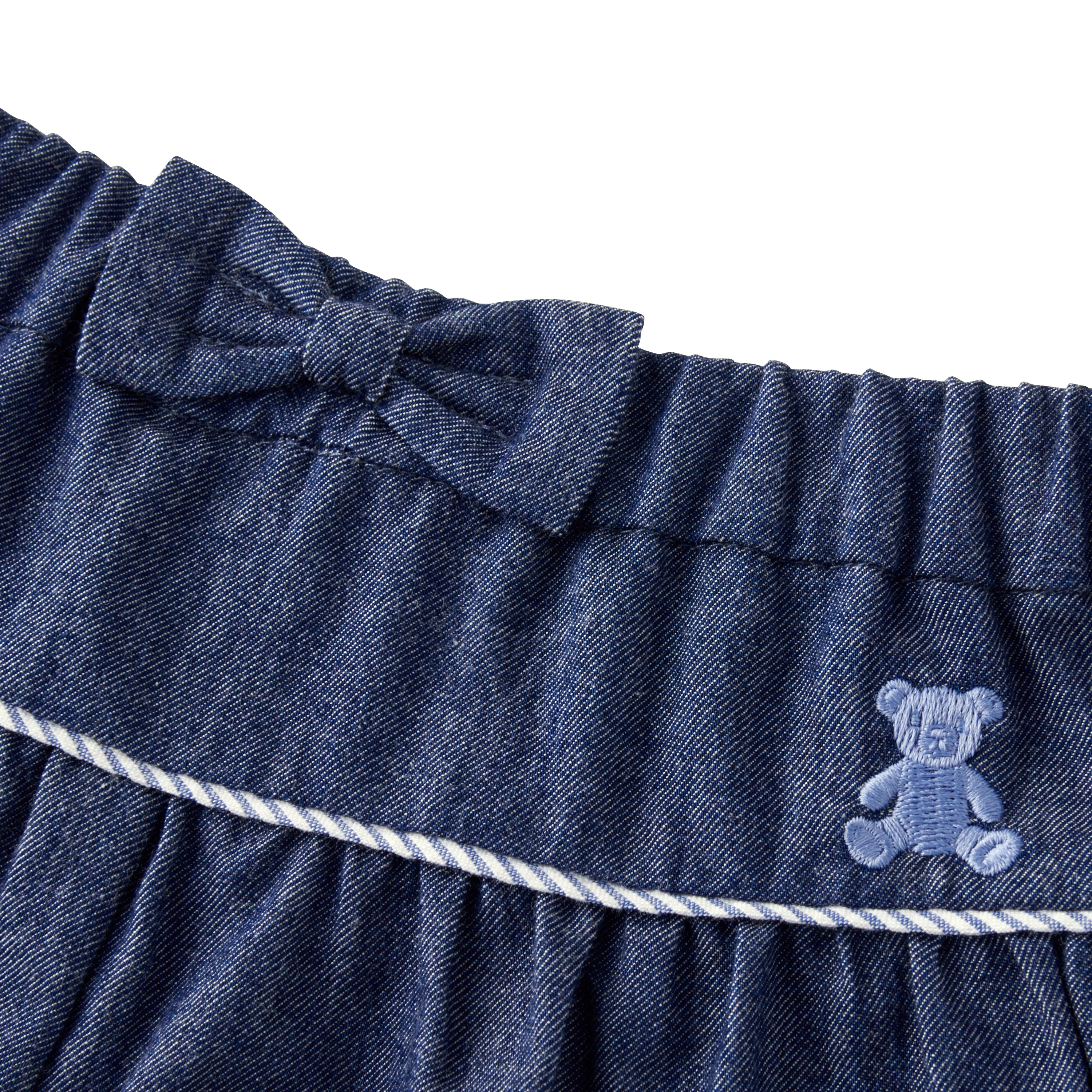 剪影熊蝴蝶結裙褲-靛藍